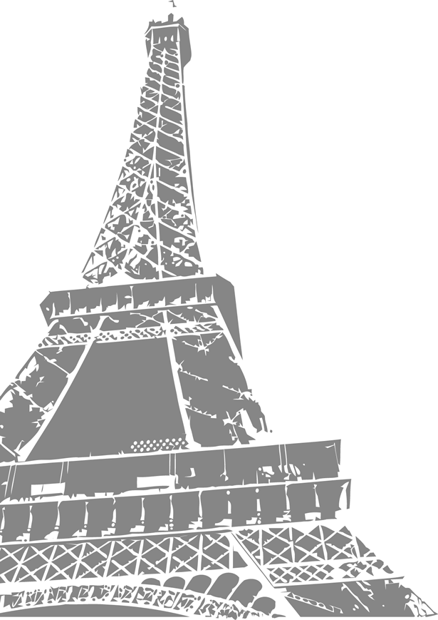 Grey Eiffel Tower Stencil Design with Minimalist Theme