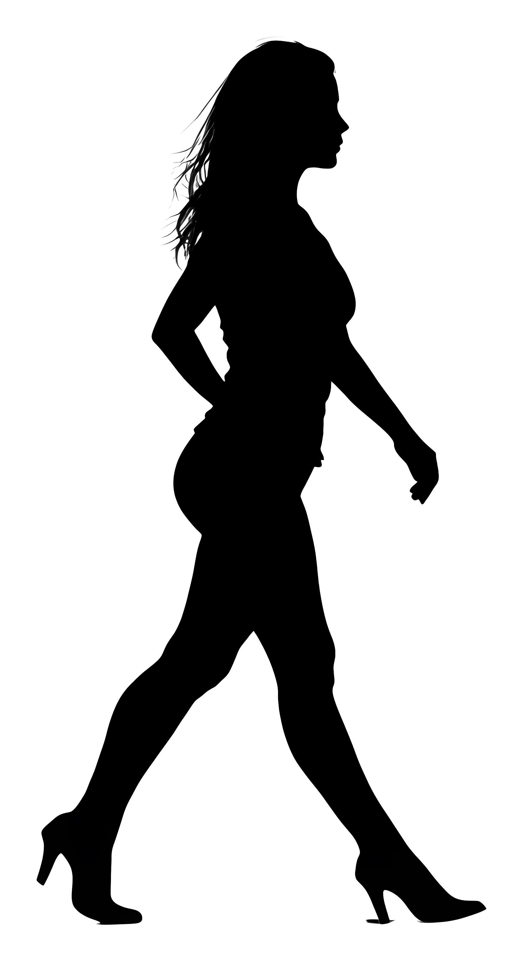 Silhouette of a Woman Walking