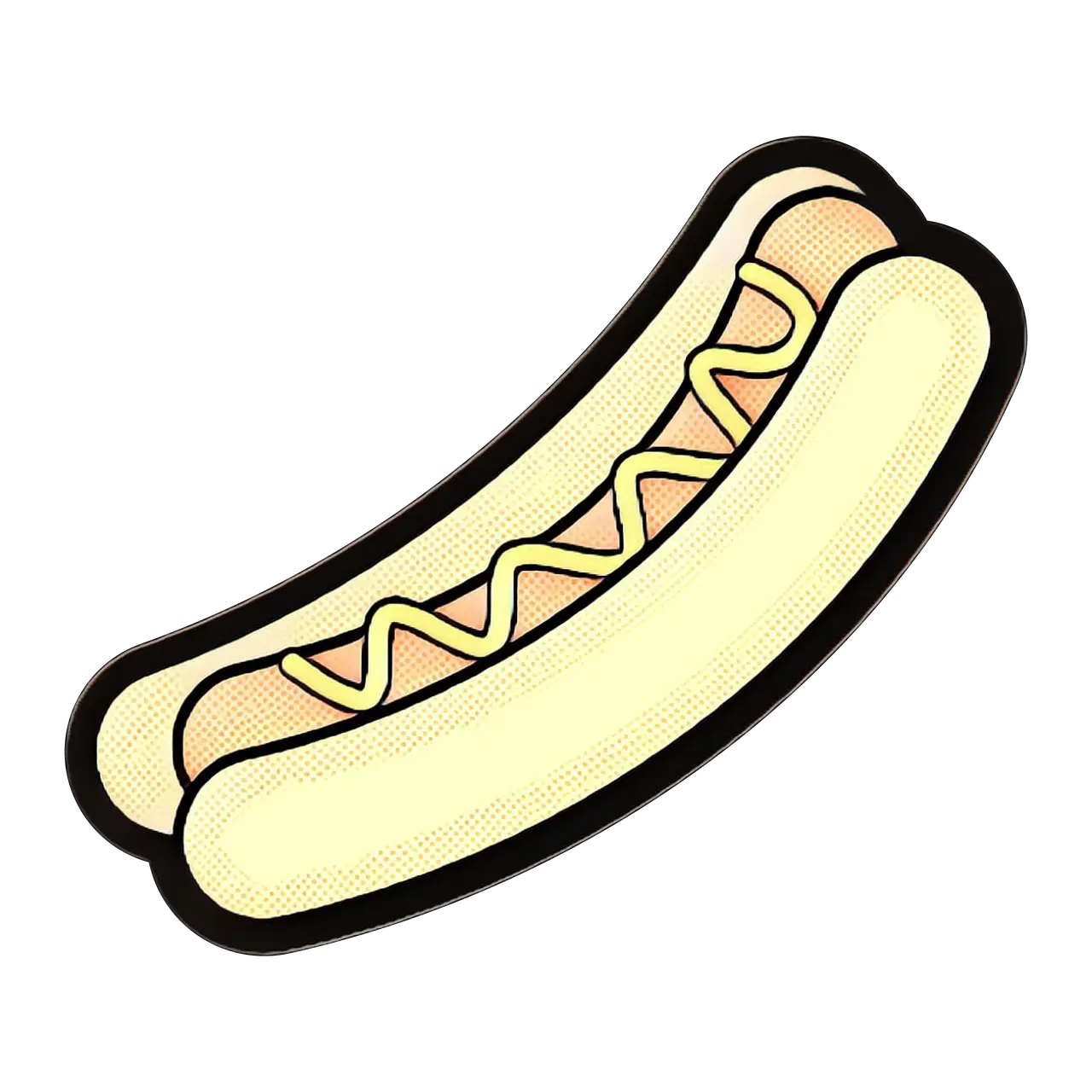 Cartoon Hot Dog with Mustard Illustration
