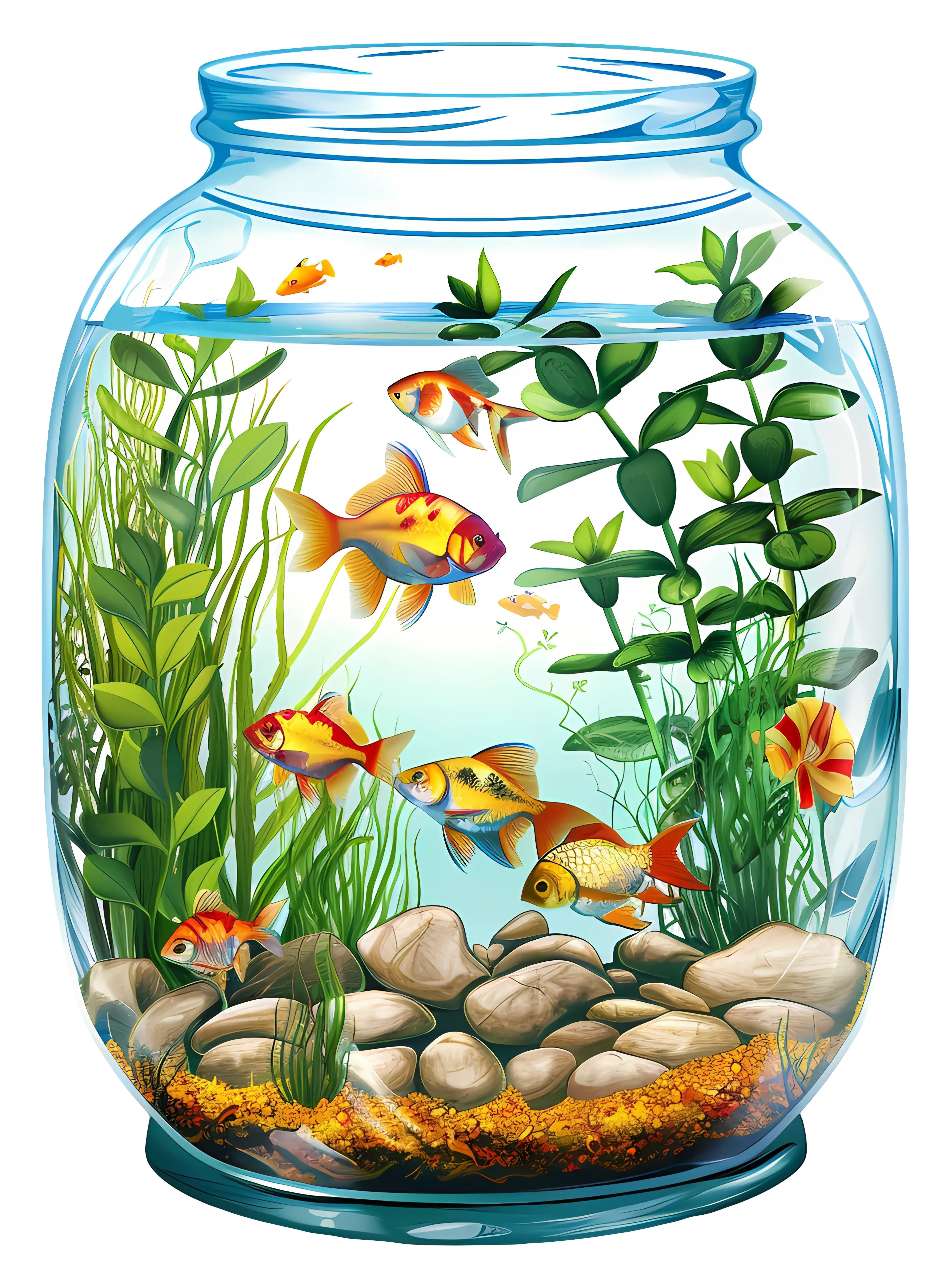 Decorative Fish Bowl with Colorful Fish
