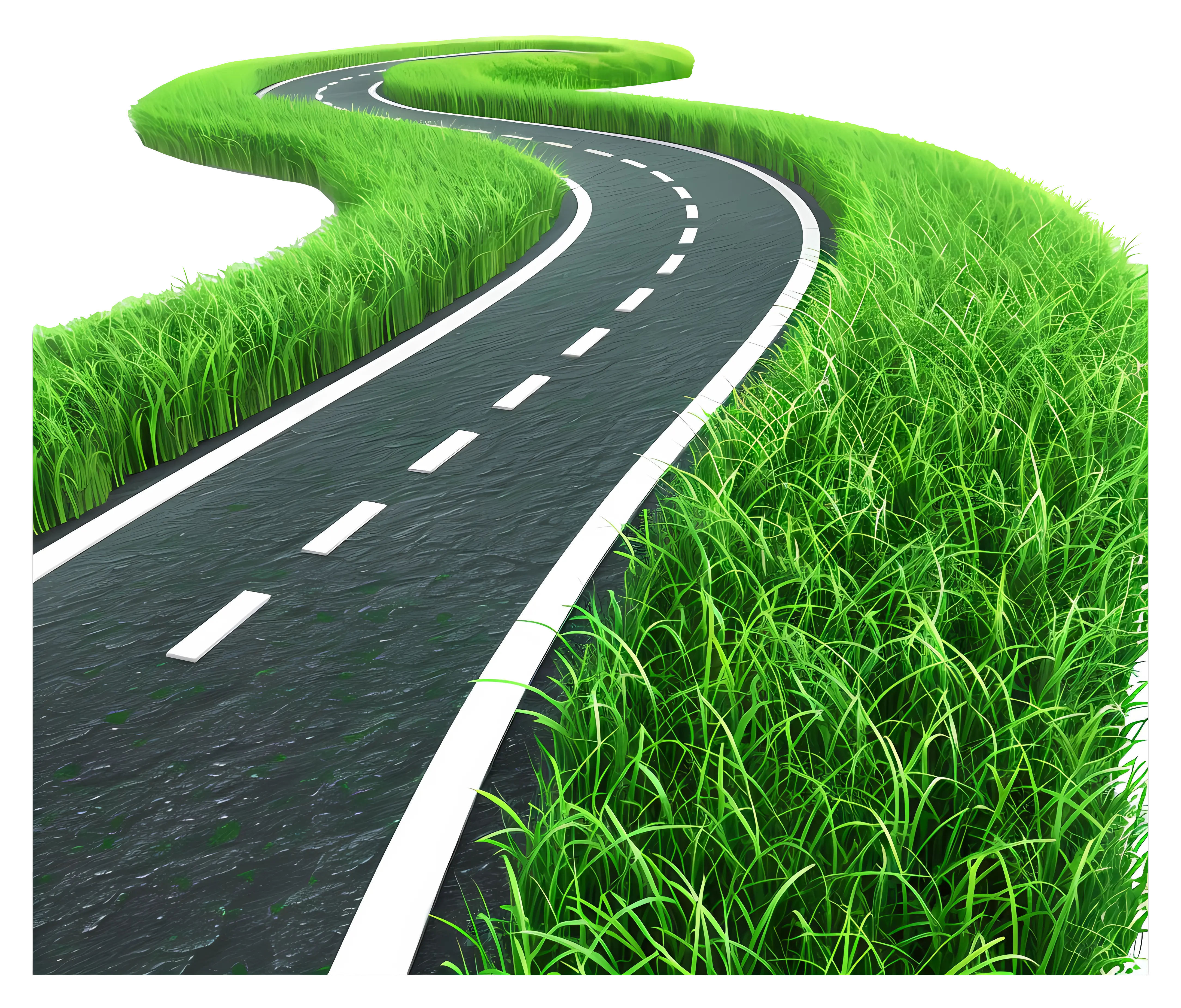 Winding Road with Green Grass
