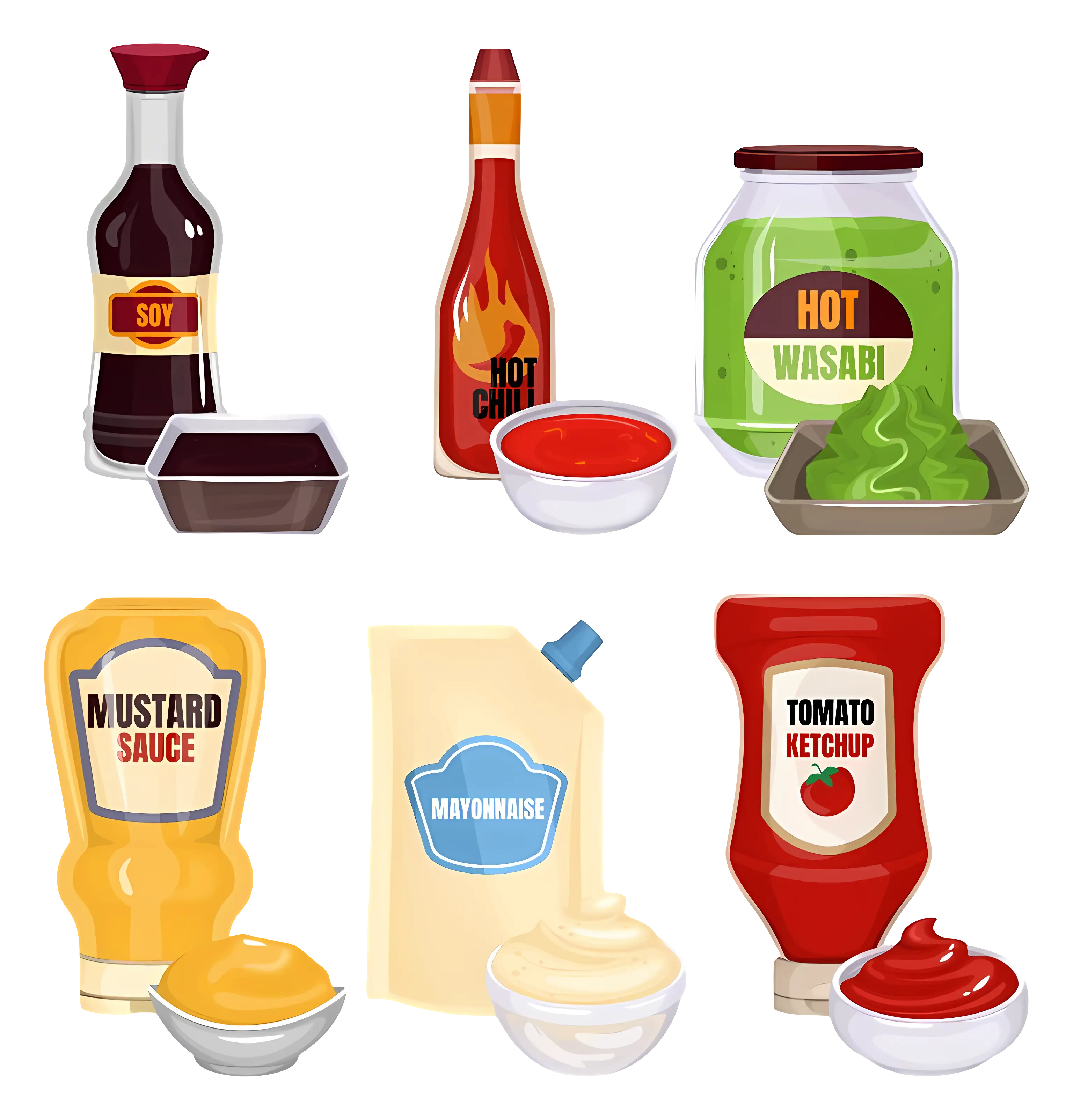 Colorful Sauce Bottles Collection