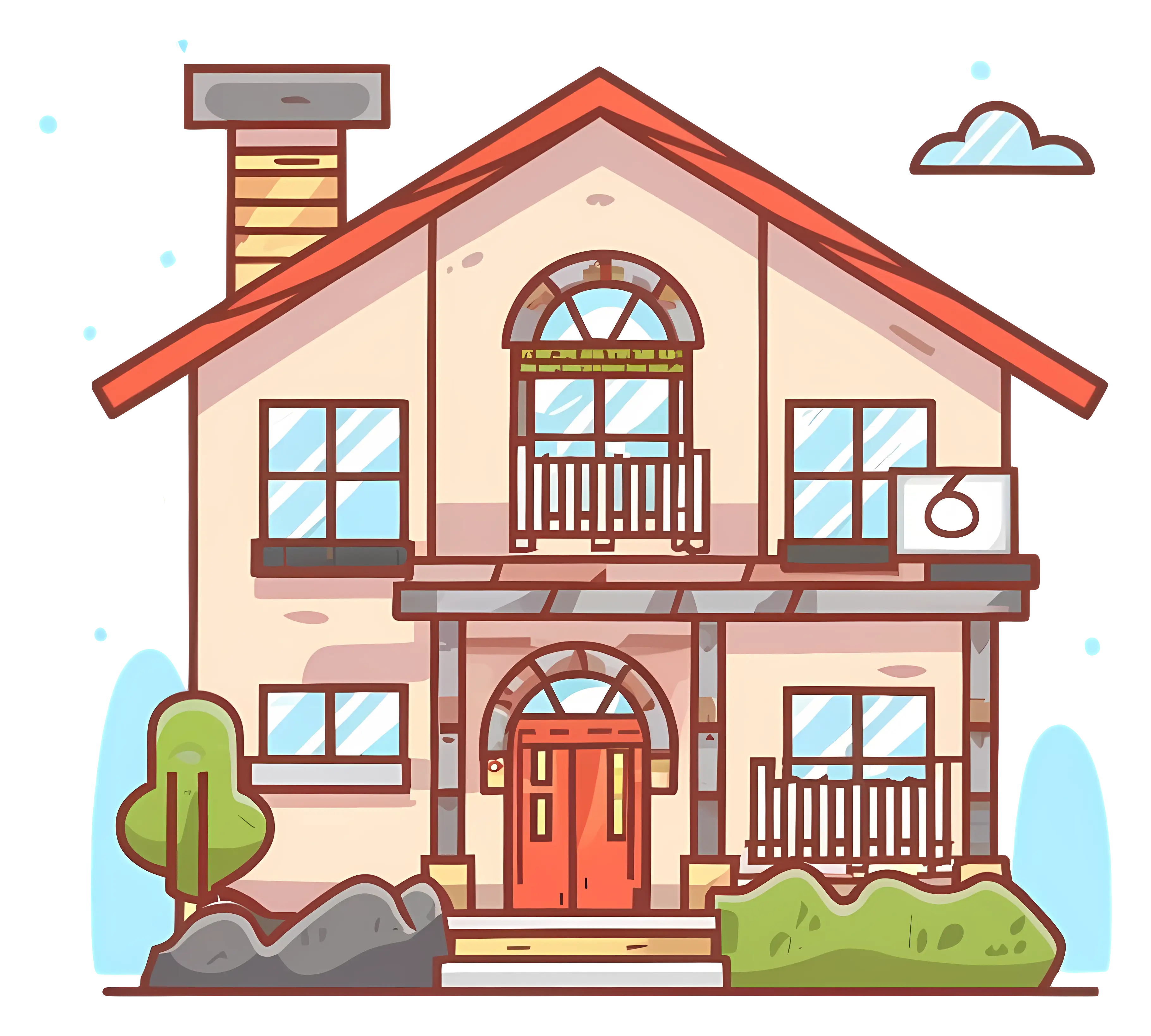 Cartoon House in Warm Colors