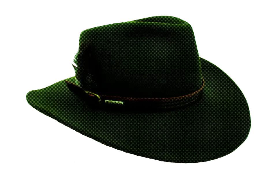 Green Fedora Hat with Leather Band