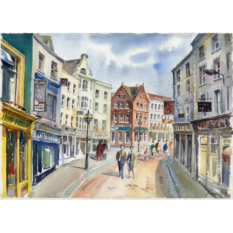 Watercolor Painting of a Street