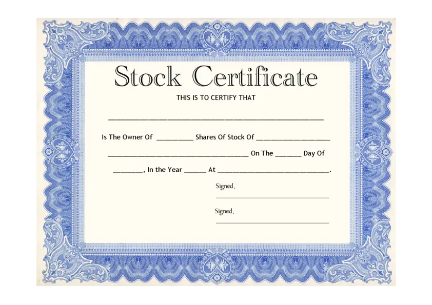 Blank Stock Certificate Template