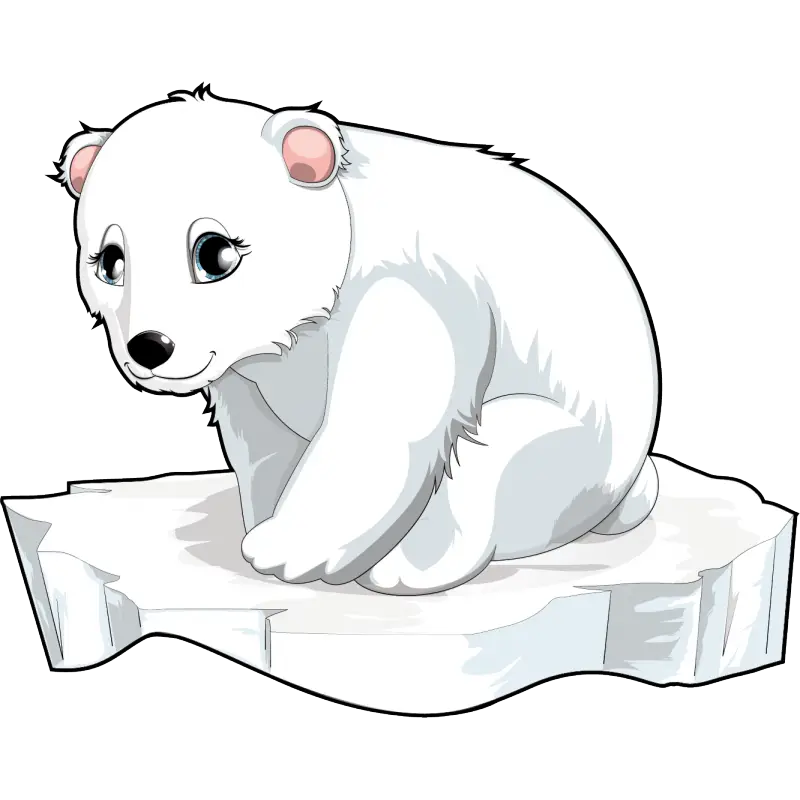 Cartoon Polar Bear on Ice Depiction