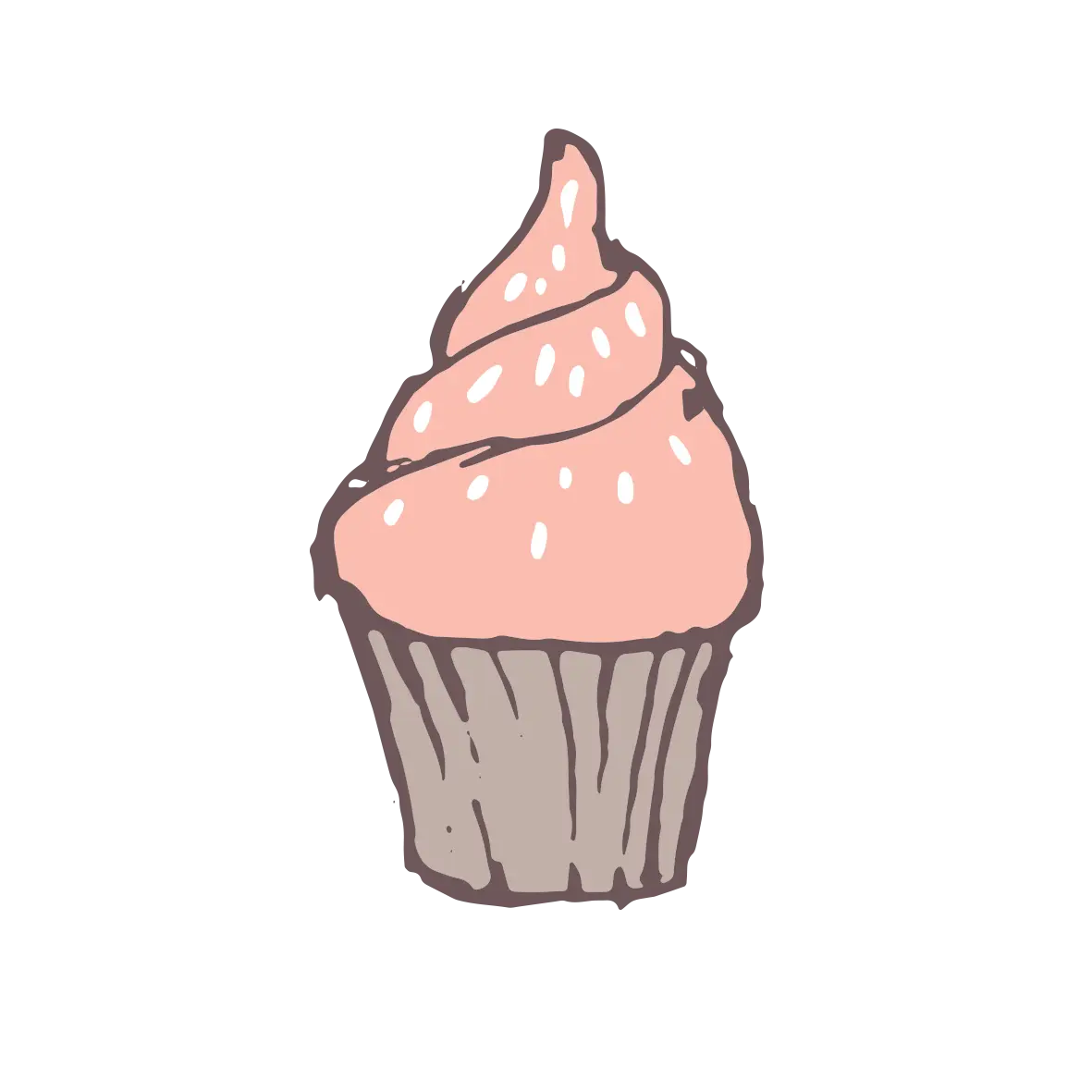 Cupcake with Pink Icing Drawing
