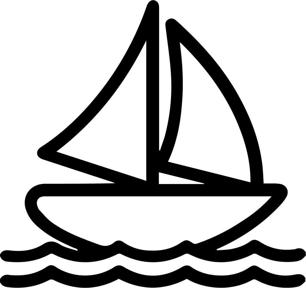 Outlined Sailboat Icon for Nautical Themes