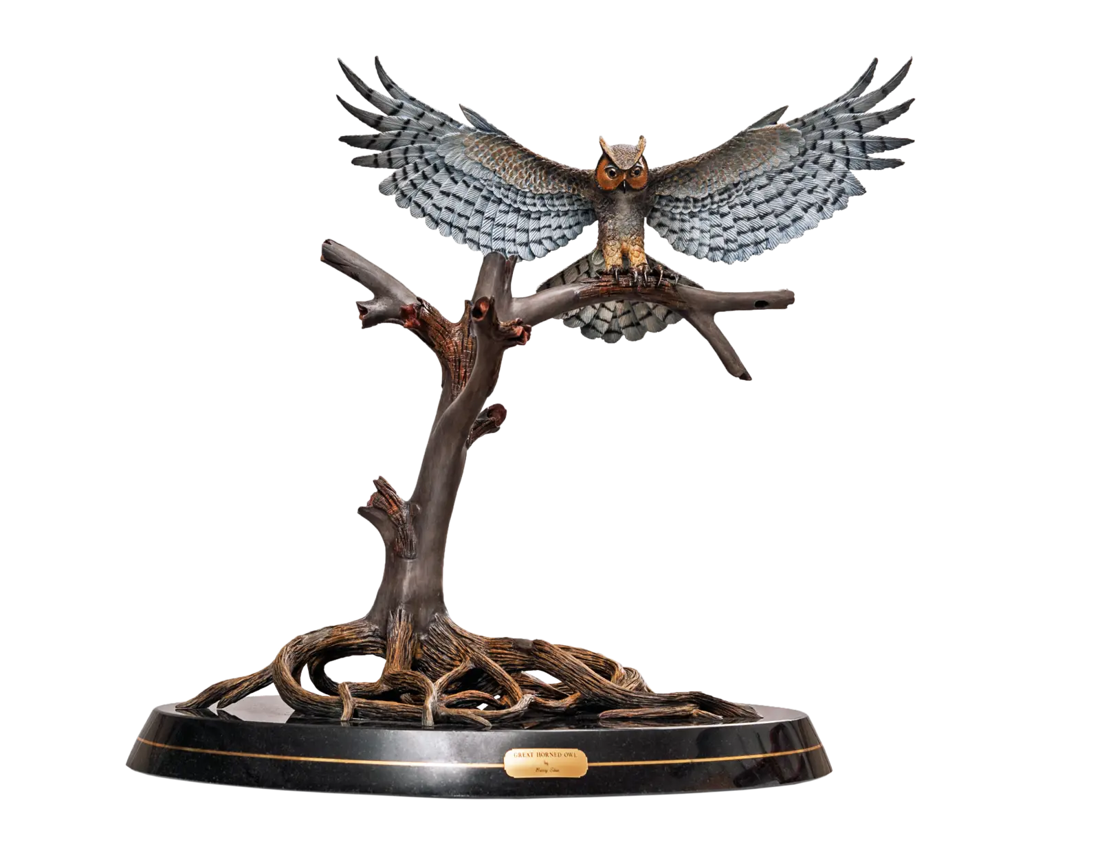 Owl Statue on Tree Branch