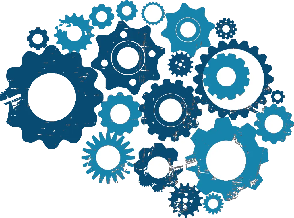 Blue Gear Symbol Representing Machinery