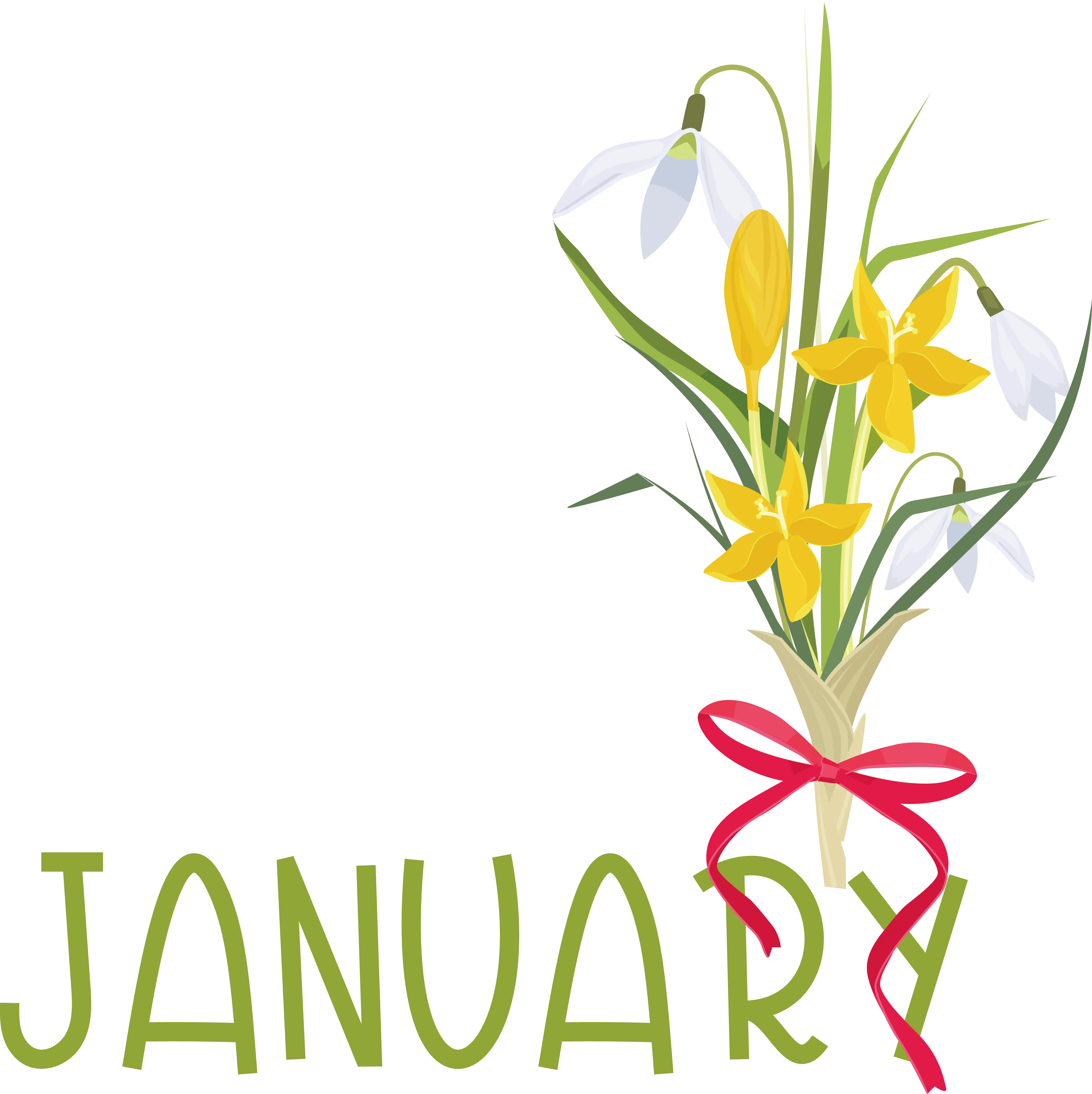 Yellow and White Flowers with Ribbon for January