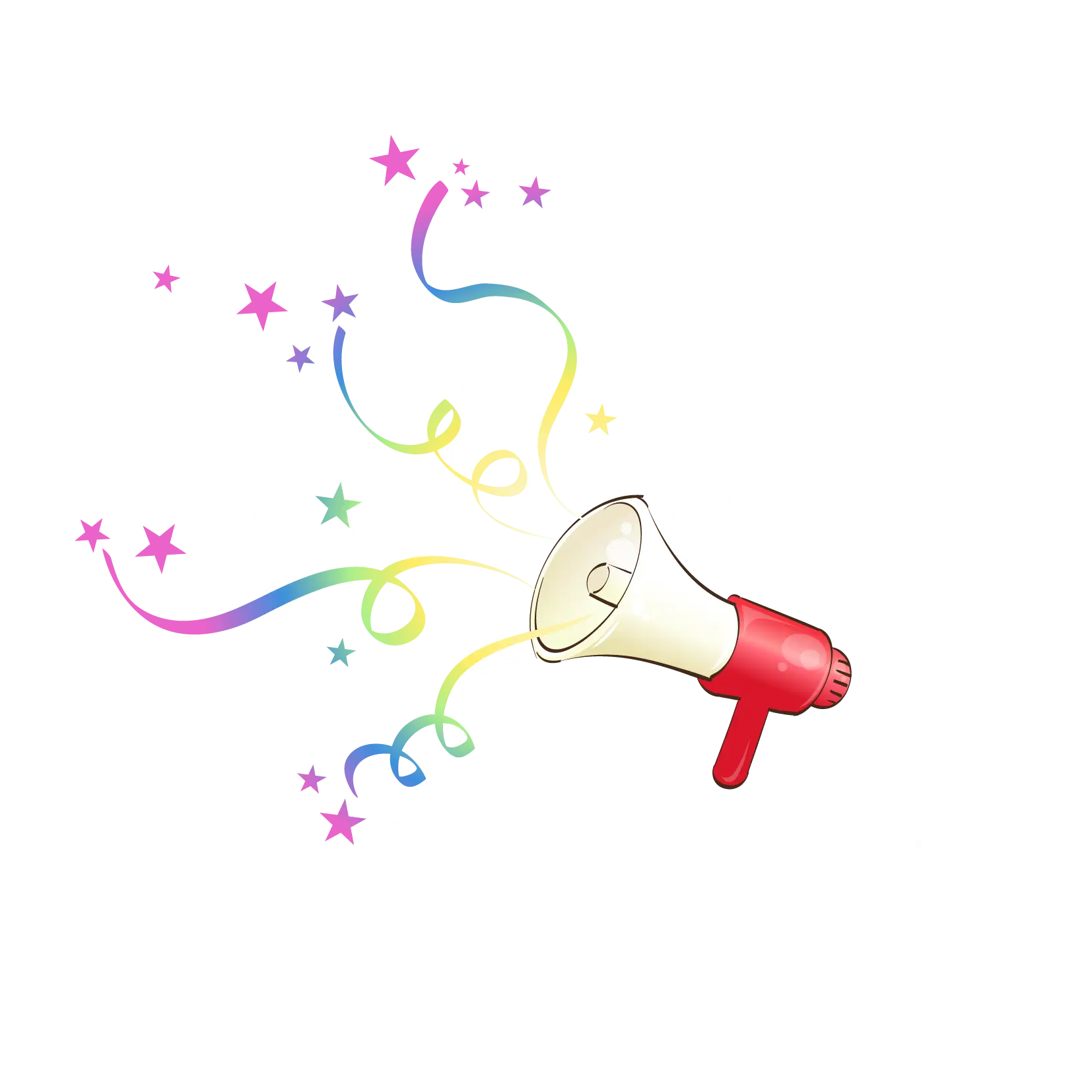 Celebration Megaphone with Rainbow Confetti
