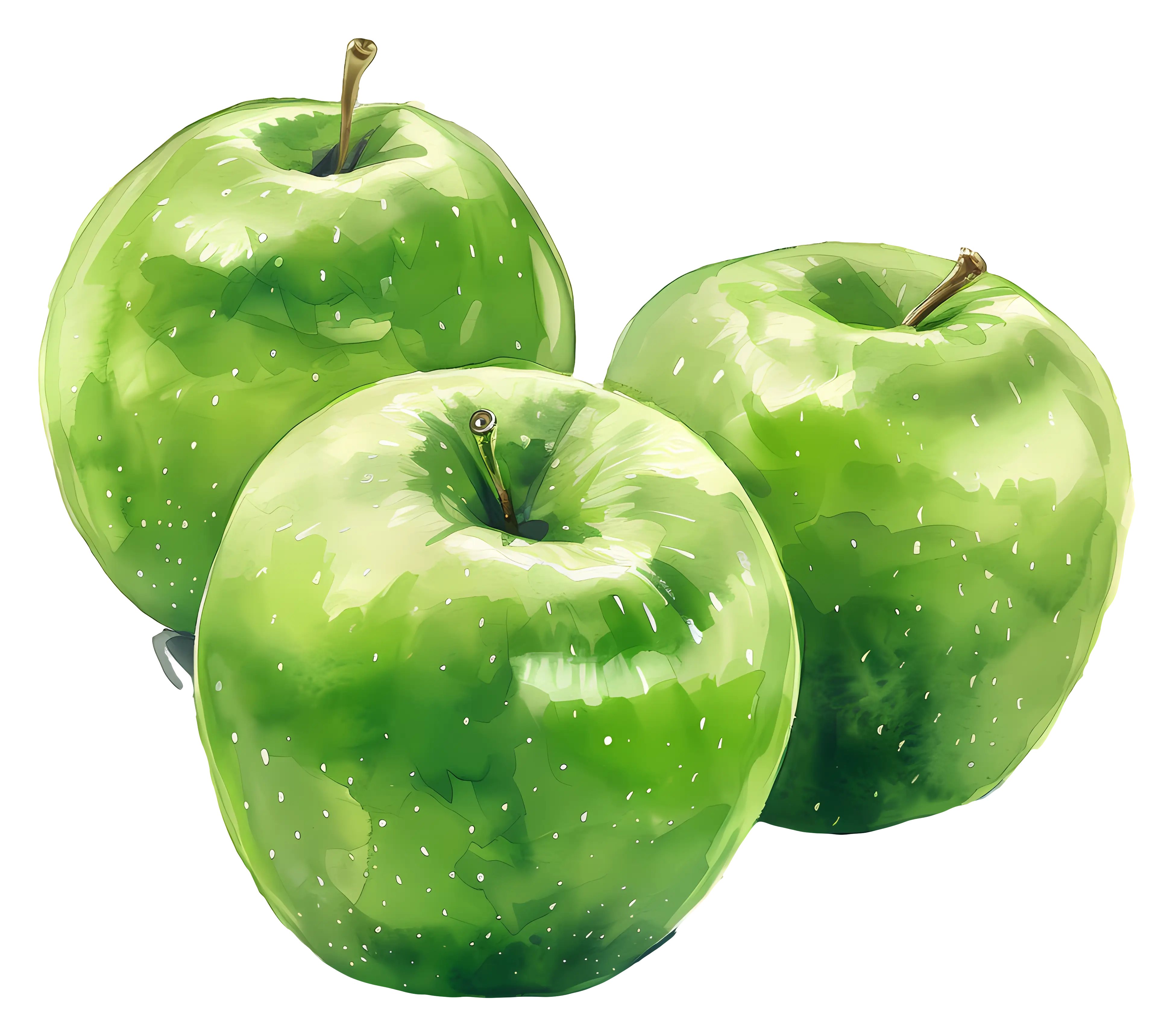 Three Green Apples Art Illustration
