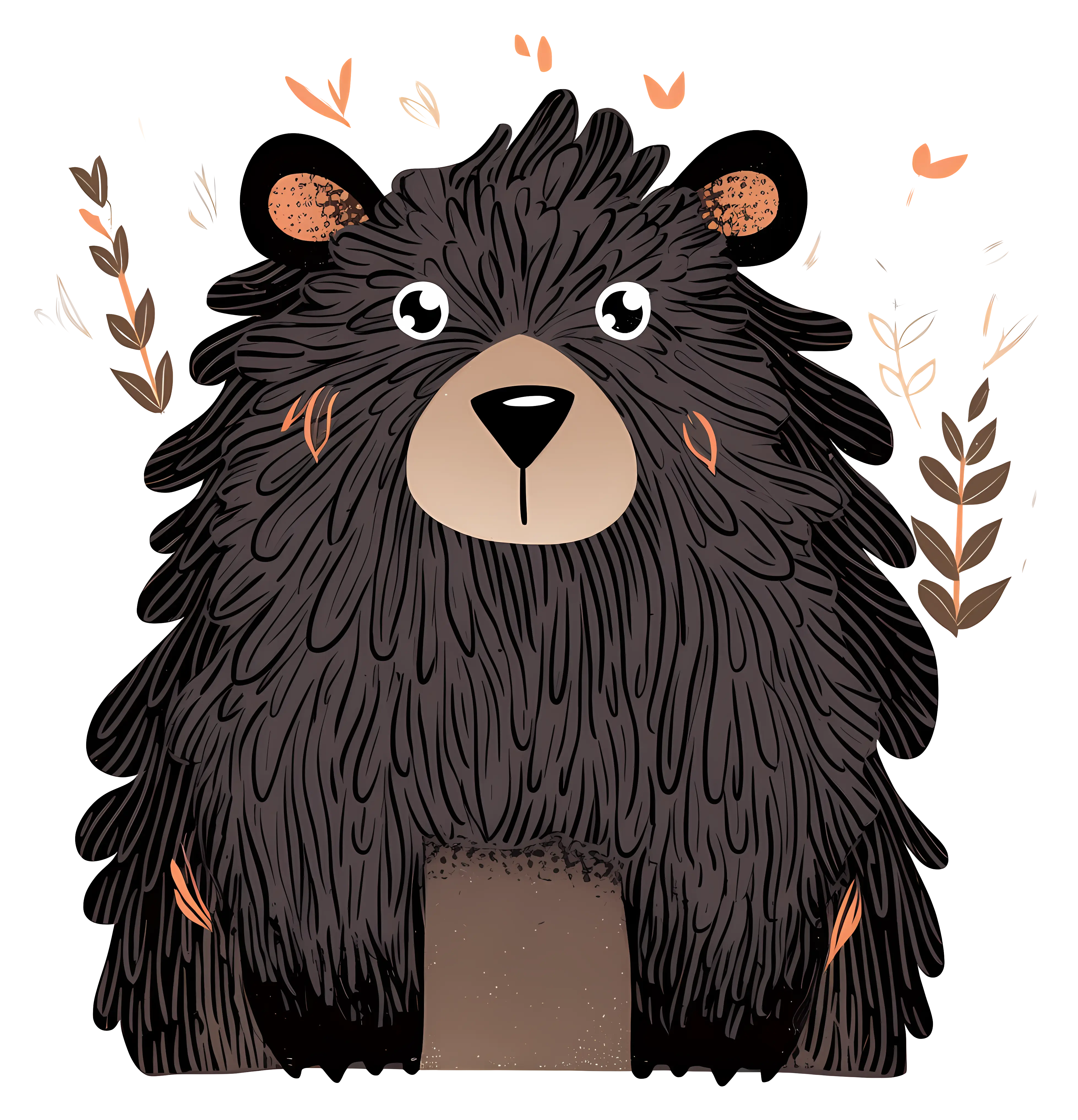 Cute Bear with Leaves
