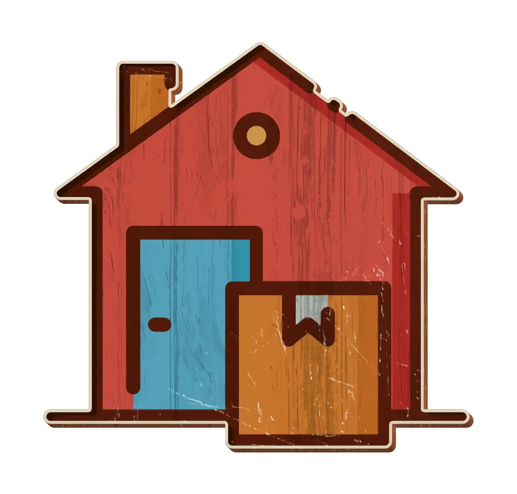 Rustic House Illustration with a Package