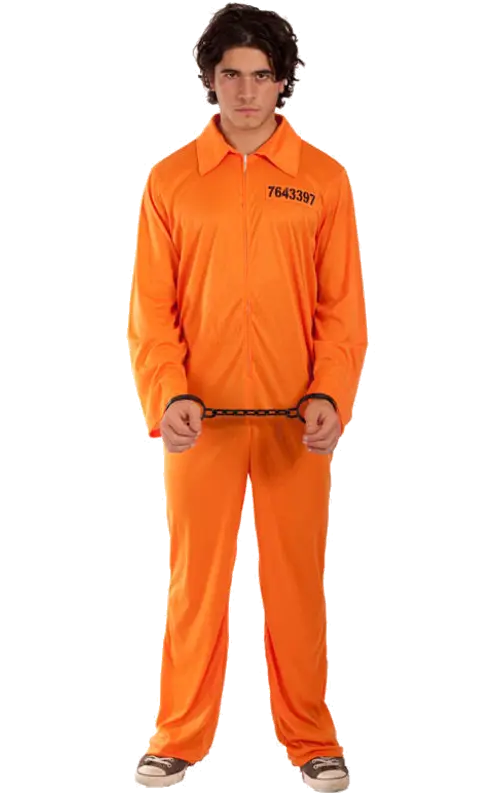 Prisoner in Orange Jumpsuit with Handcuffs