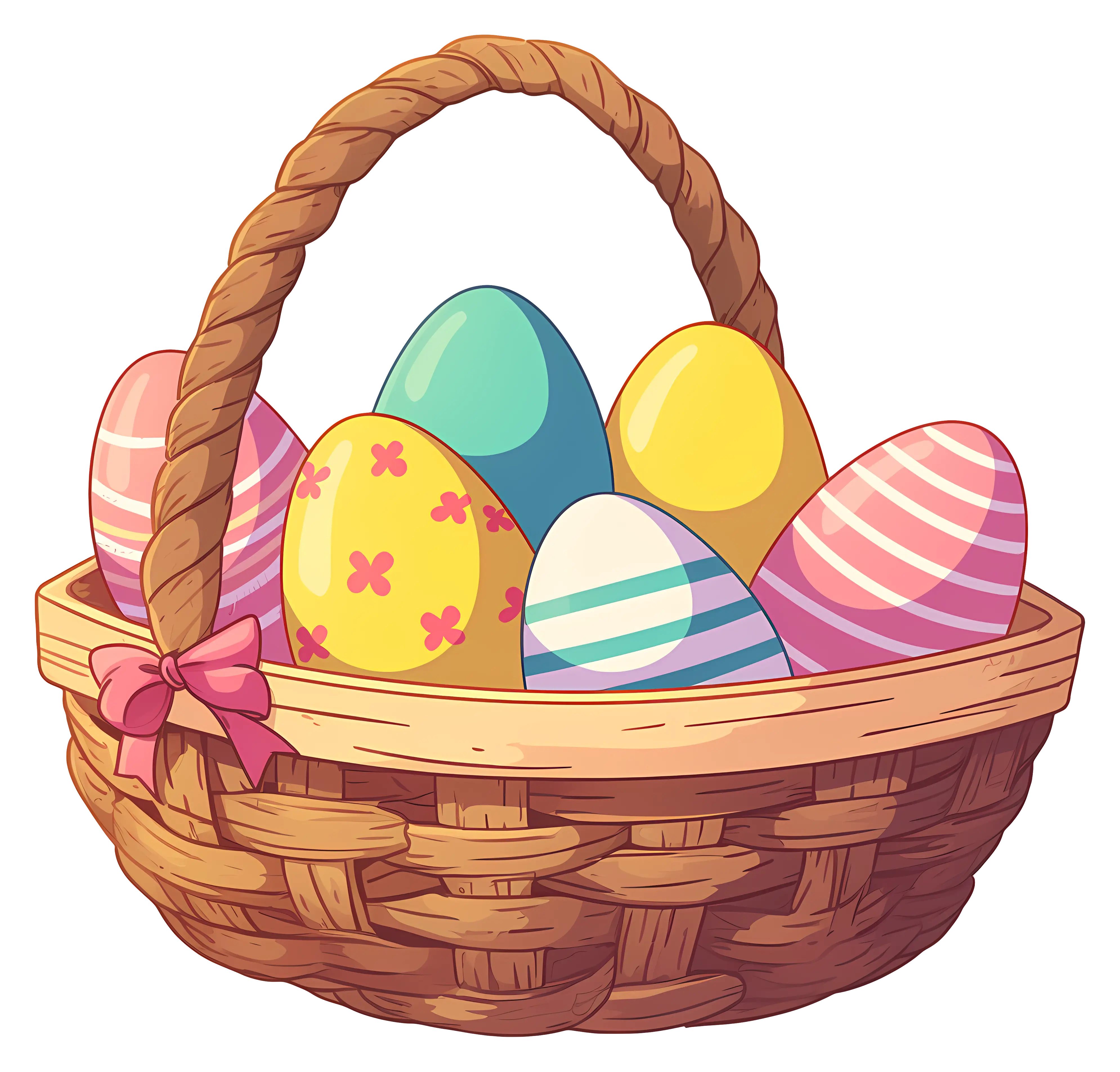 Colorful Easter Eggs in a Basket