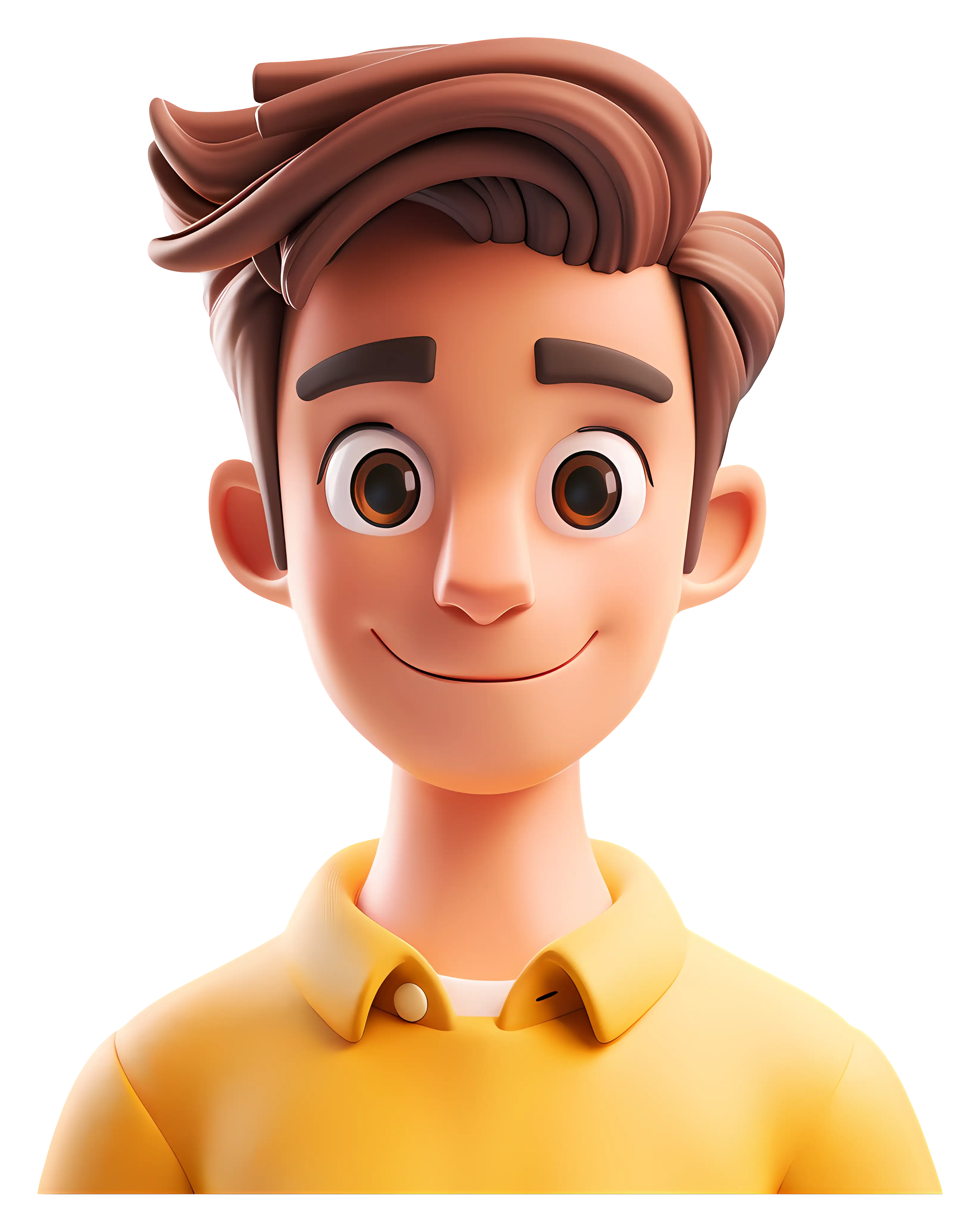 3D Male Character in Yellow Shirt