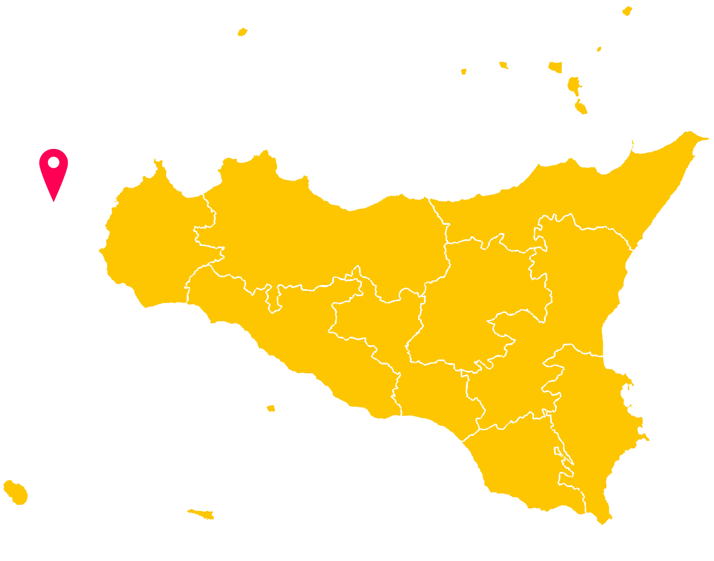 Yellow Map of Sicily with Regional Boundaries