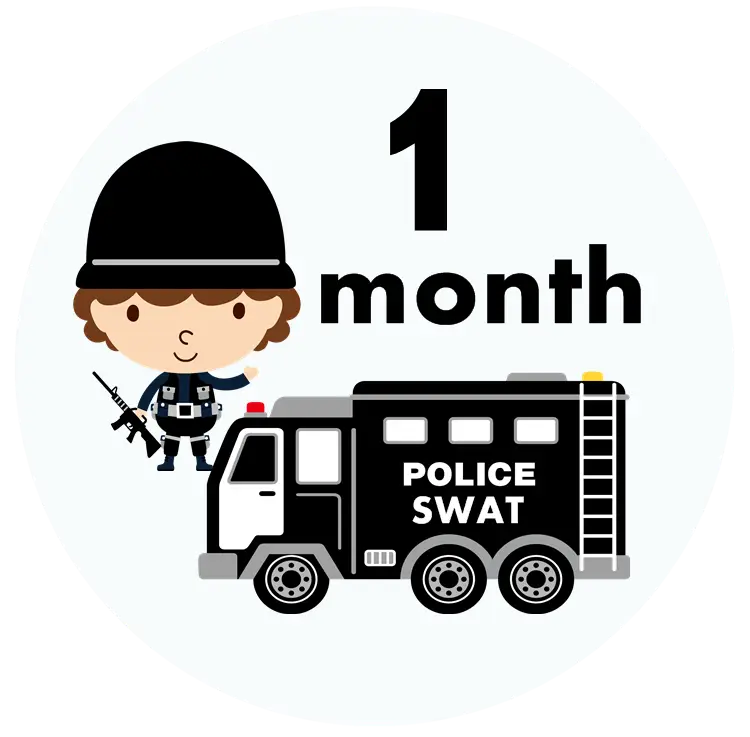 One Month Police SWAT Cartoon