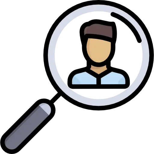 Magnifying Glass and Person Icon Illustration