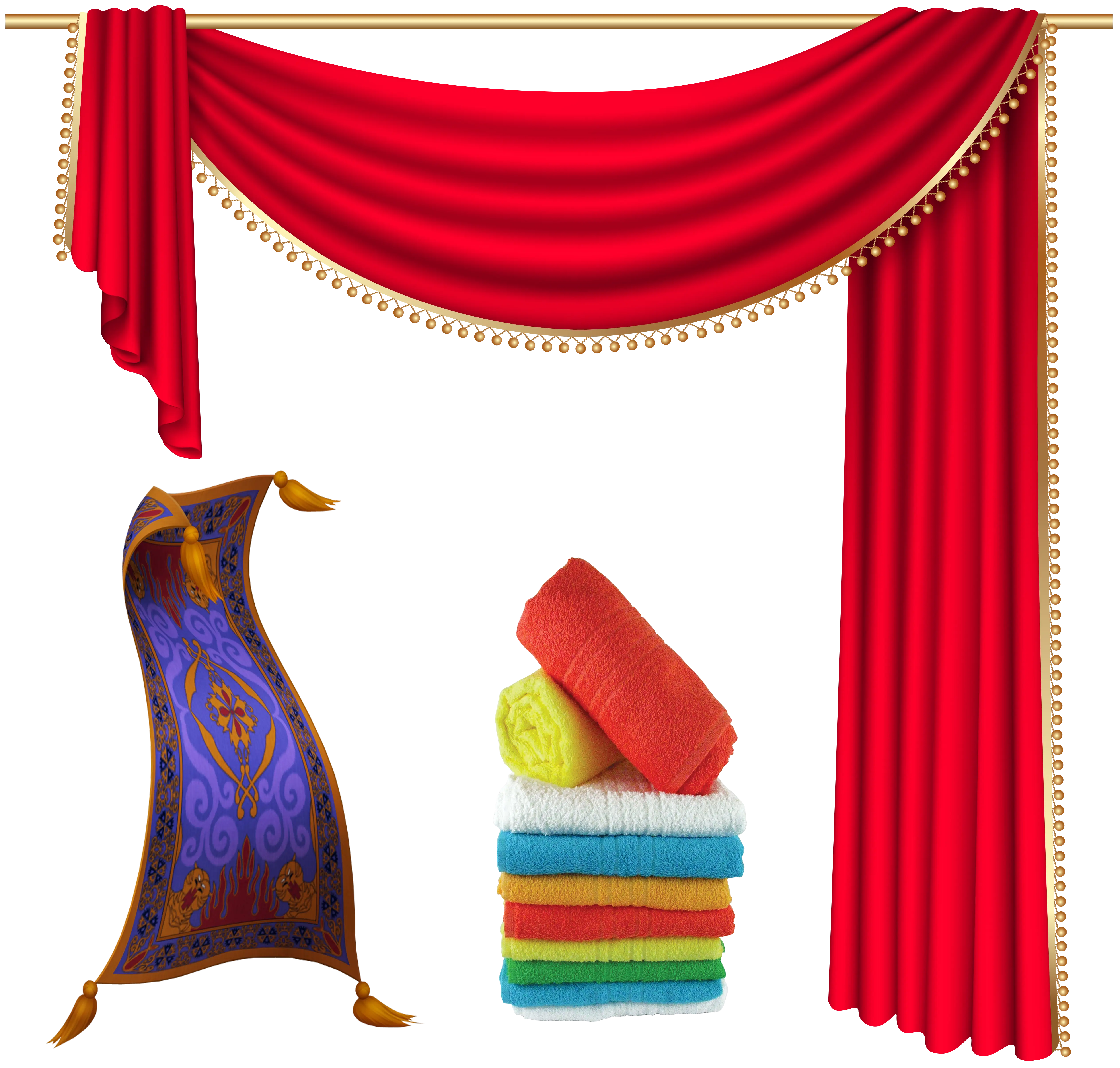 Red Curtains and Carpet Set