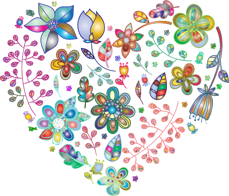 Heart Pattern with Colorful Flowers
