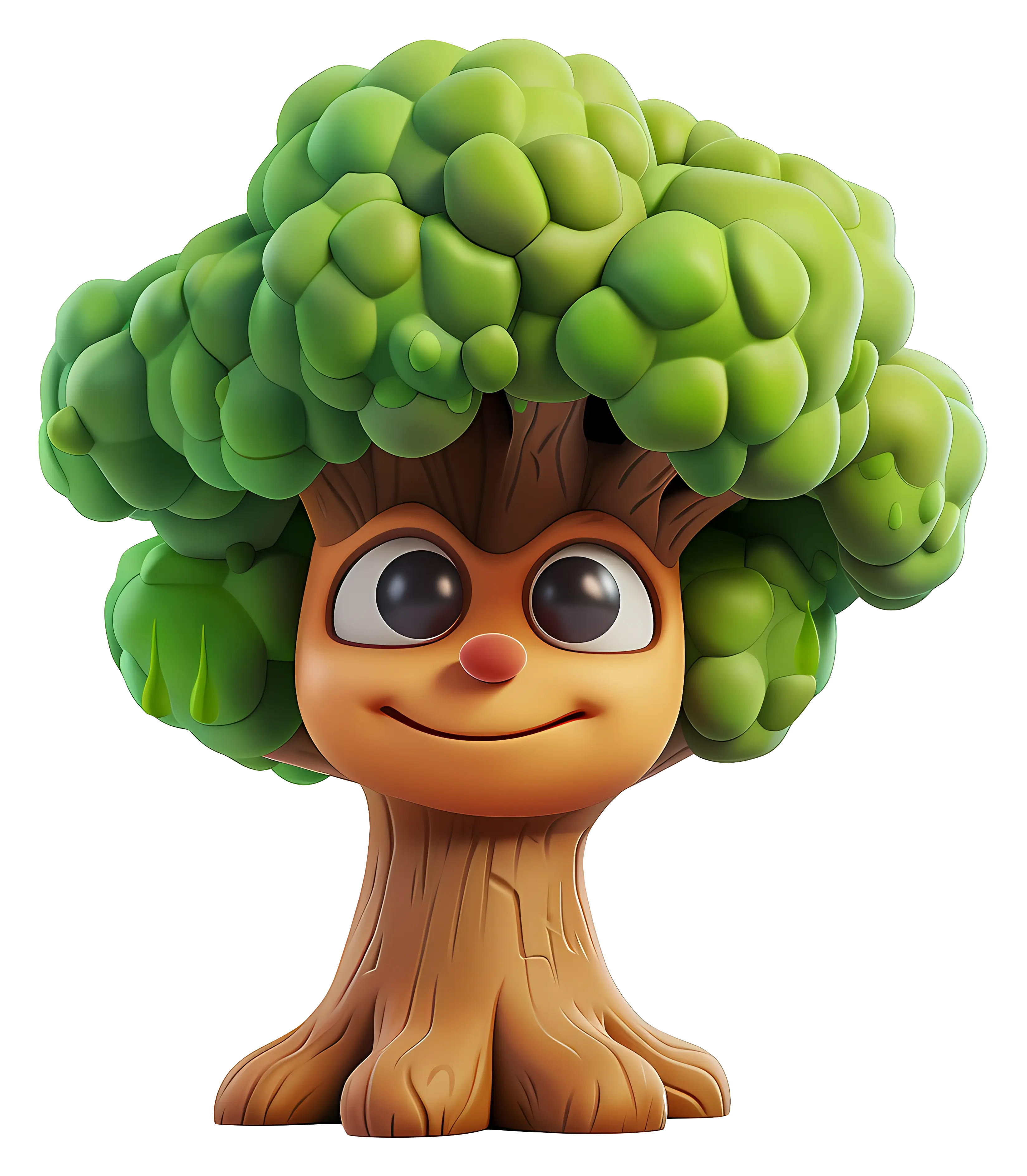 Cute Tree Character with Smiling Face