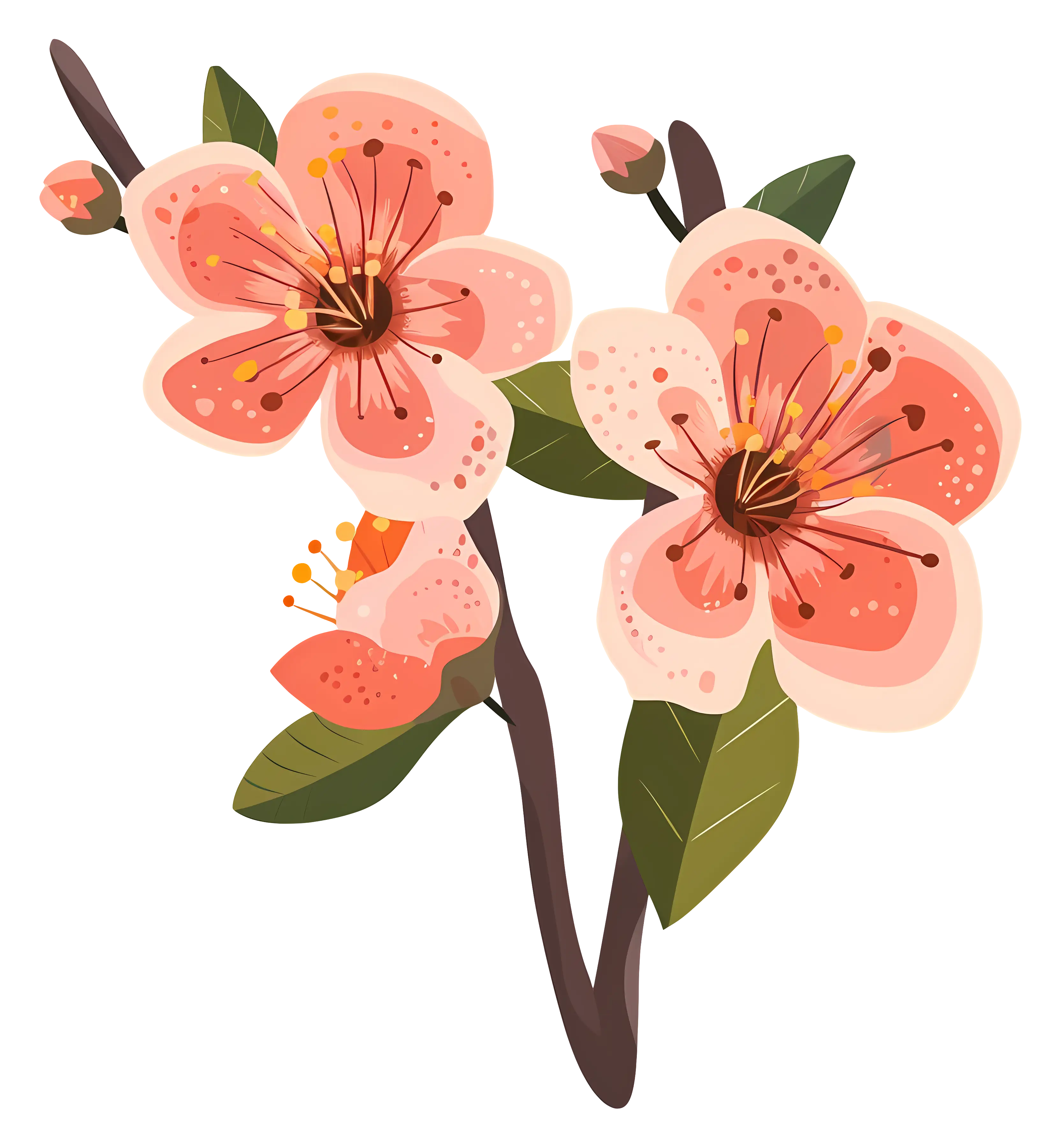 Pink Cherry Blossoms Illustration for Spring