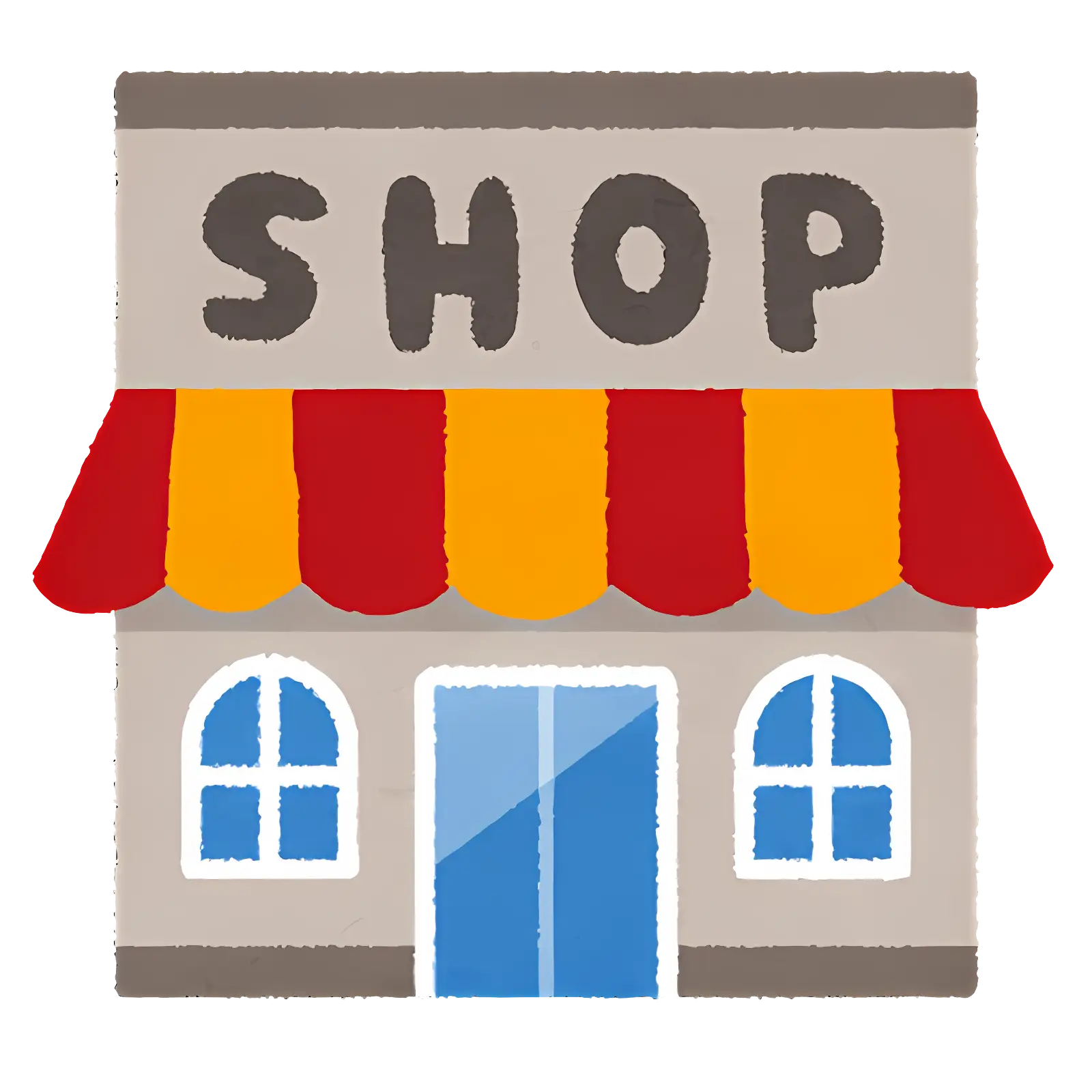 Cartoon Shop Building Icon with Awning
