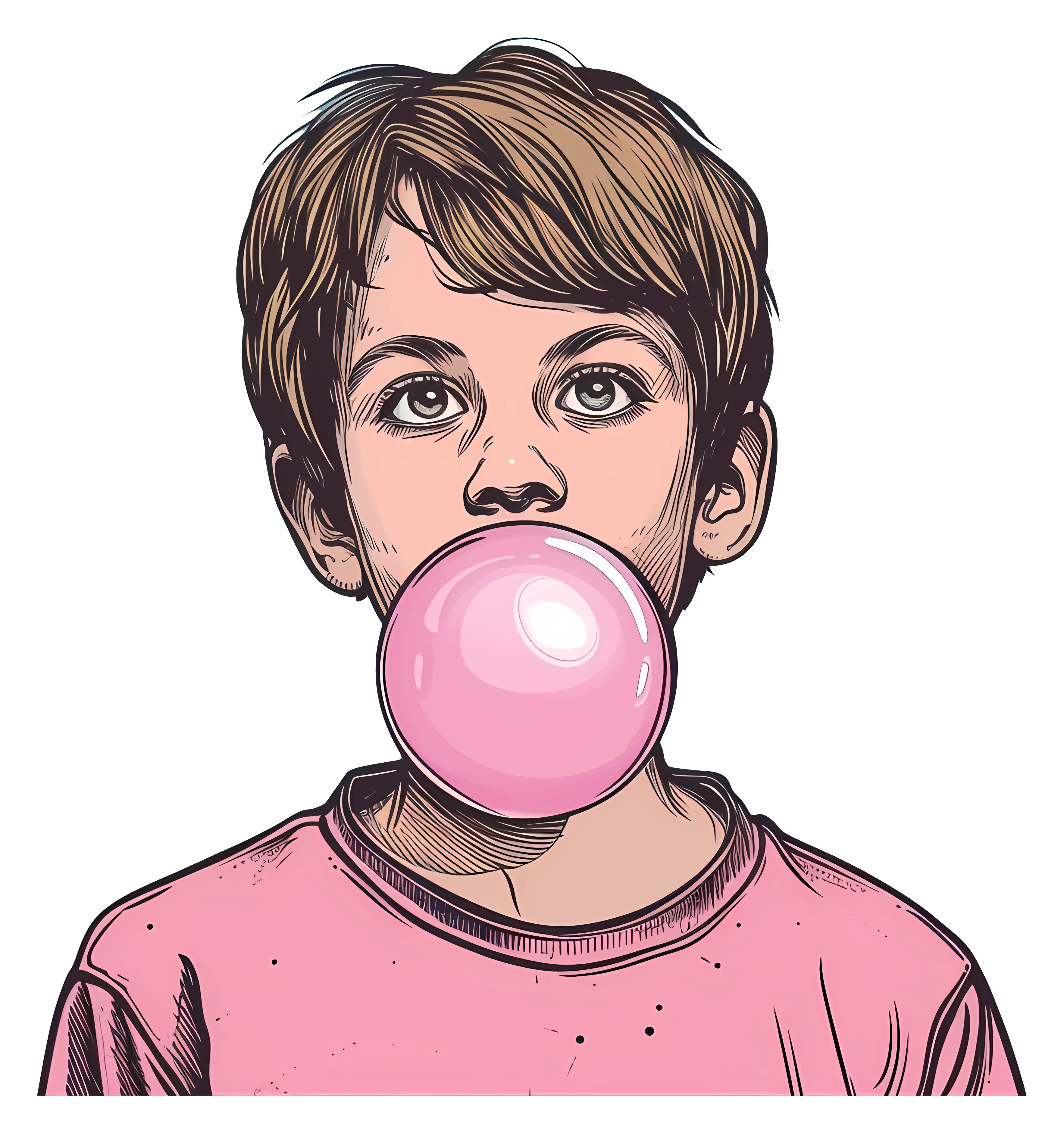 Boy Blowing Bubble Gum