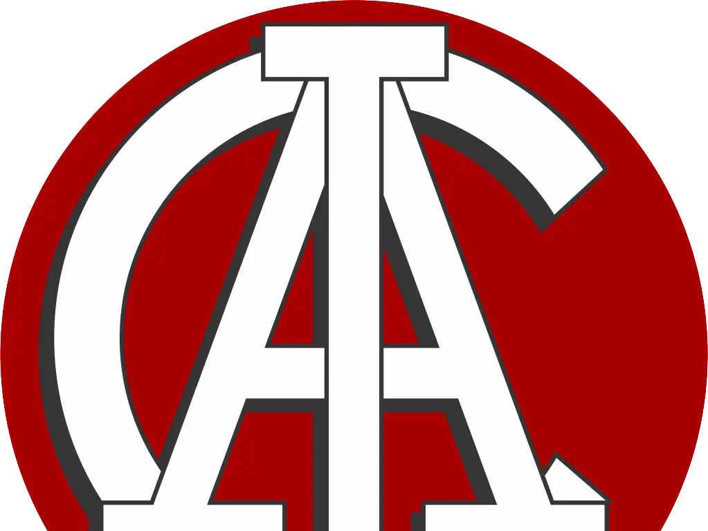 Red and White Circular Logo