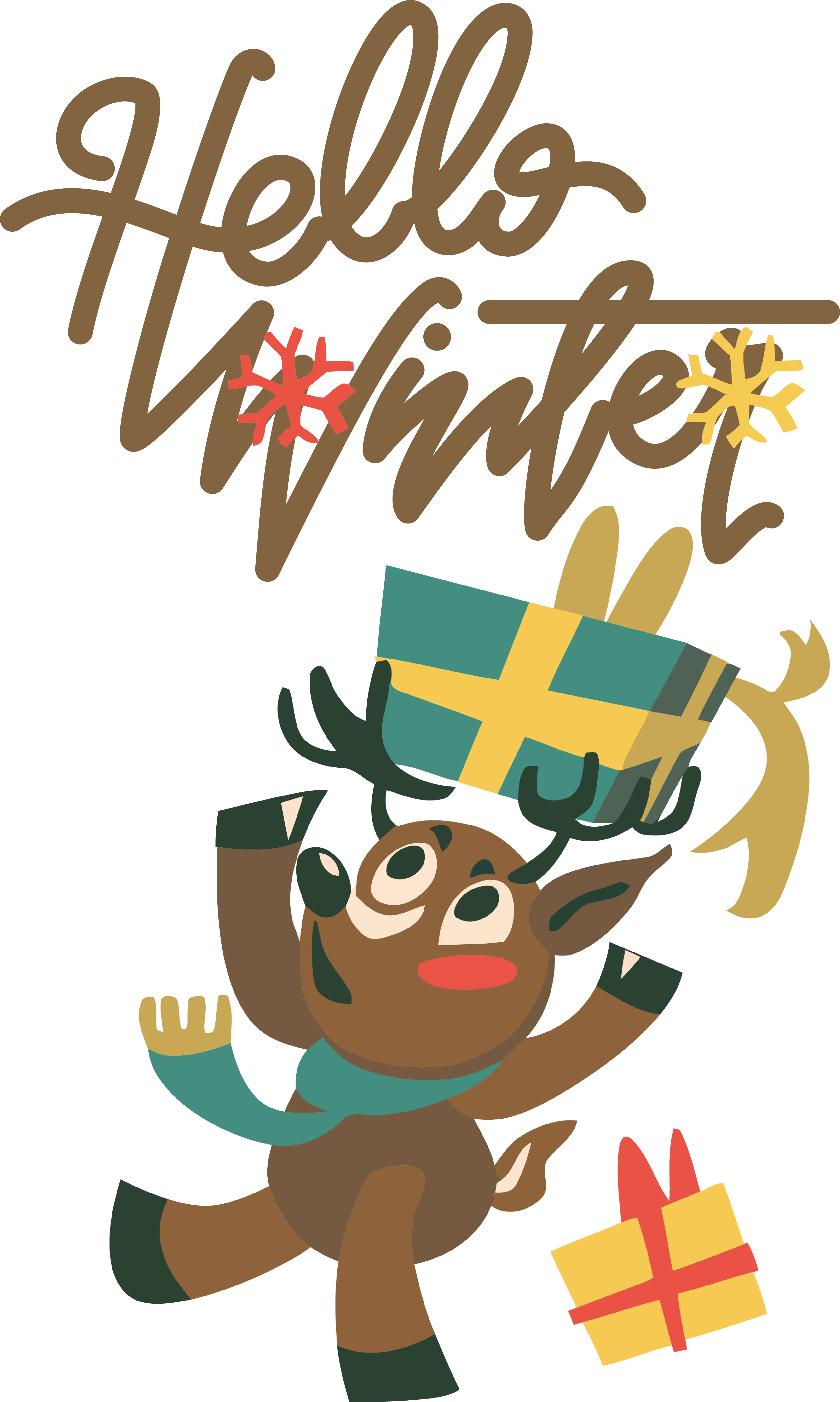 Reindeer with Gift in Winter
