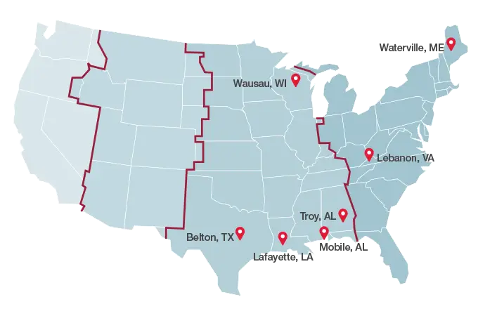 United States Map with Location Pins
