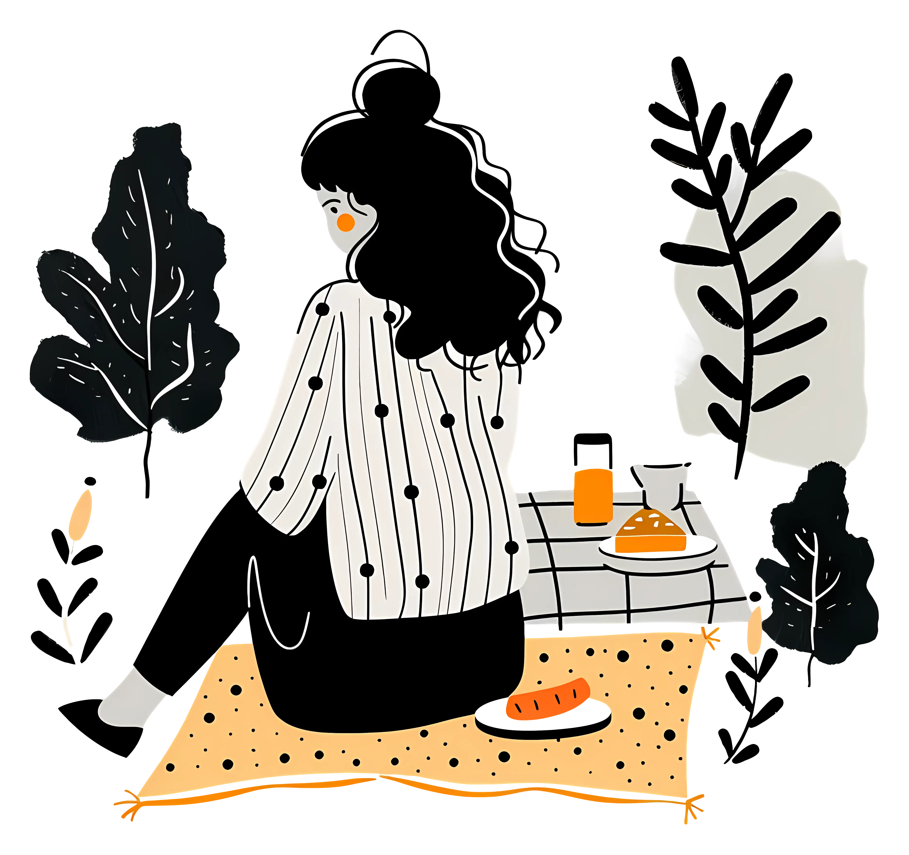 Woman Enjoying Picnic Outdoors