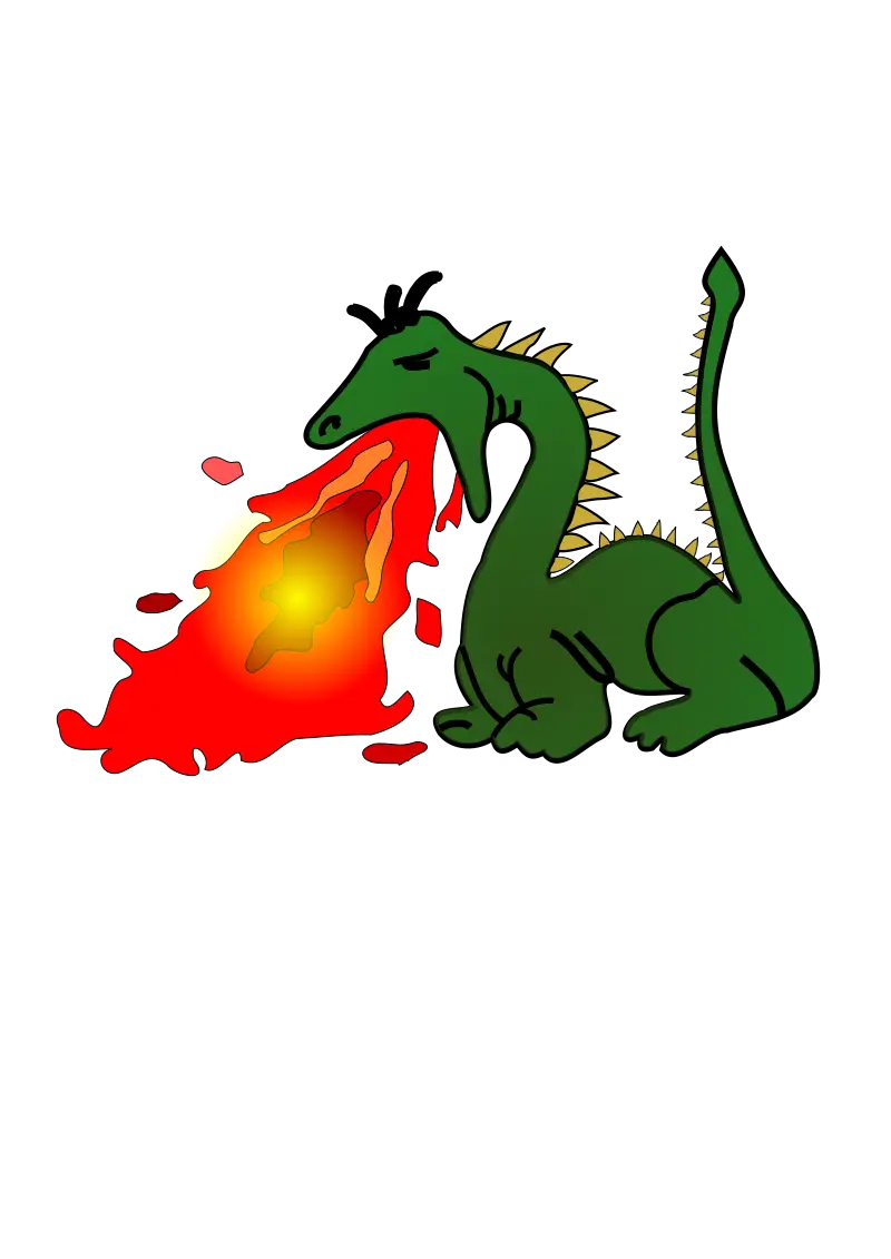 Fire-Breathing Dragon Cartoon Art
