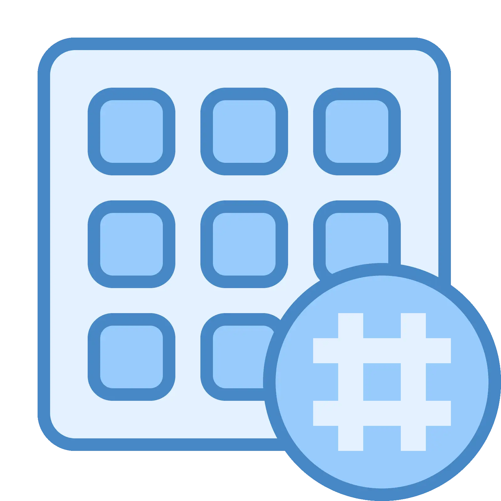 Blue Hashtag Icon for Social Media