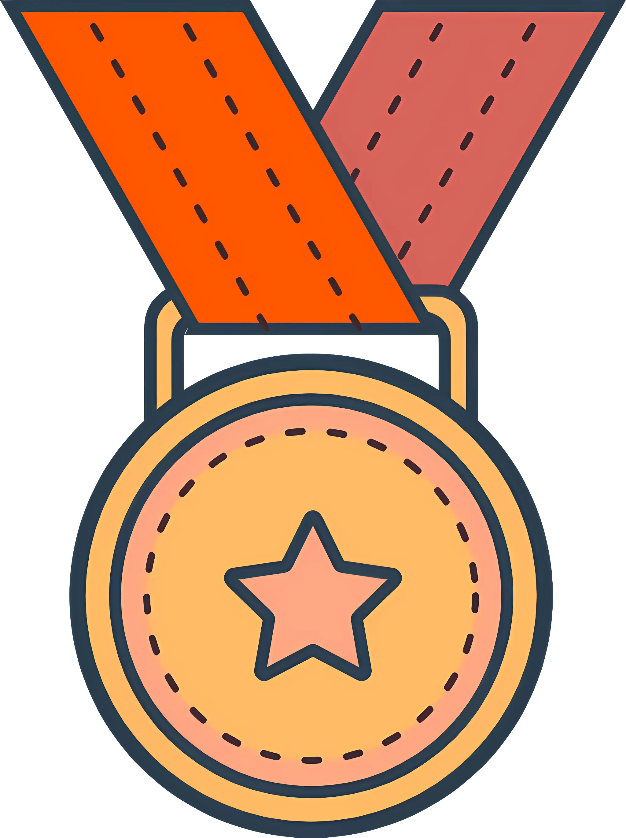 Gold Medal with Star and Ribbon Design
