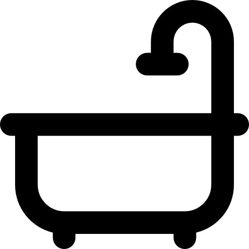 Black Bathtub Icon with Faucet