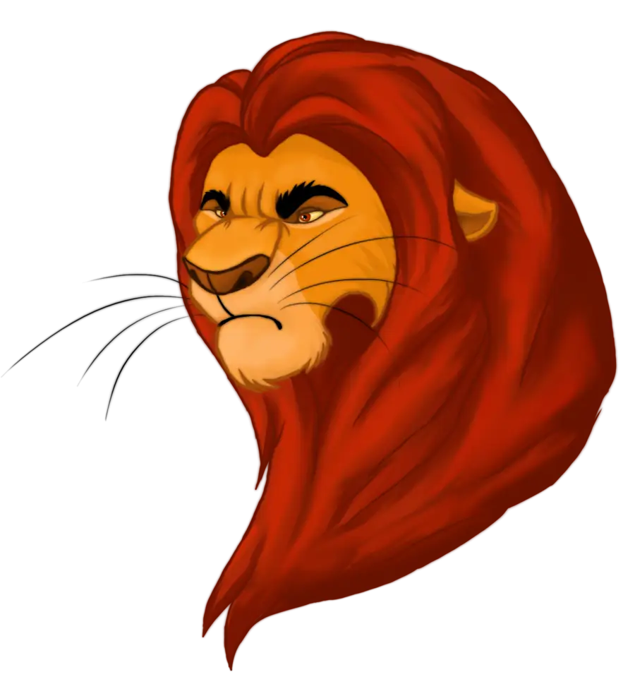 Lion with Red Mane Illustrated