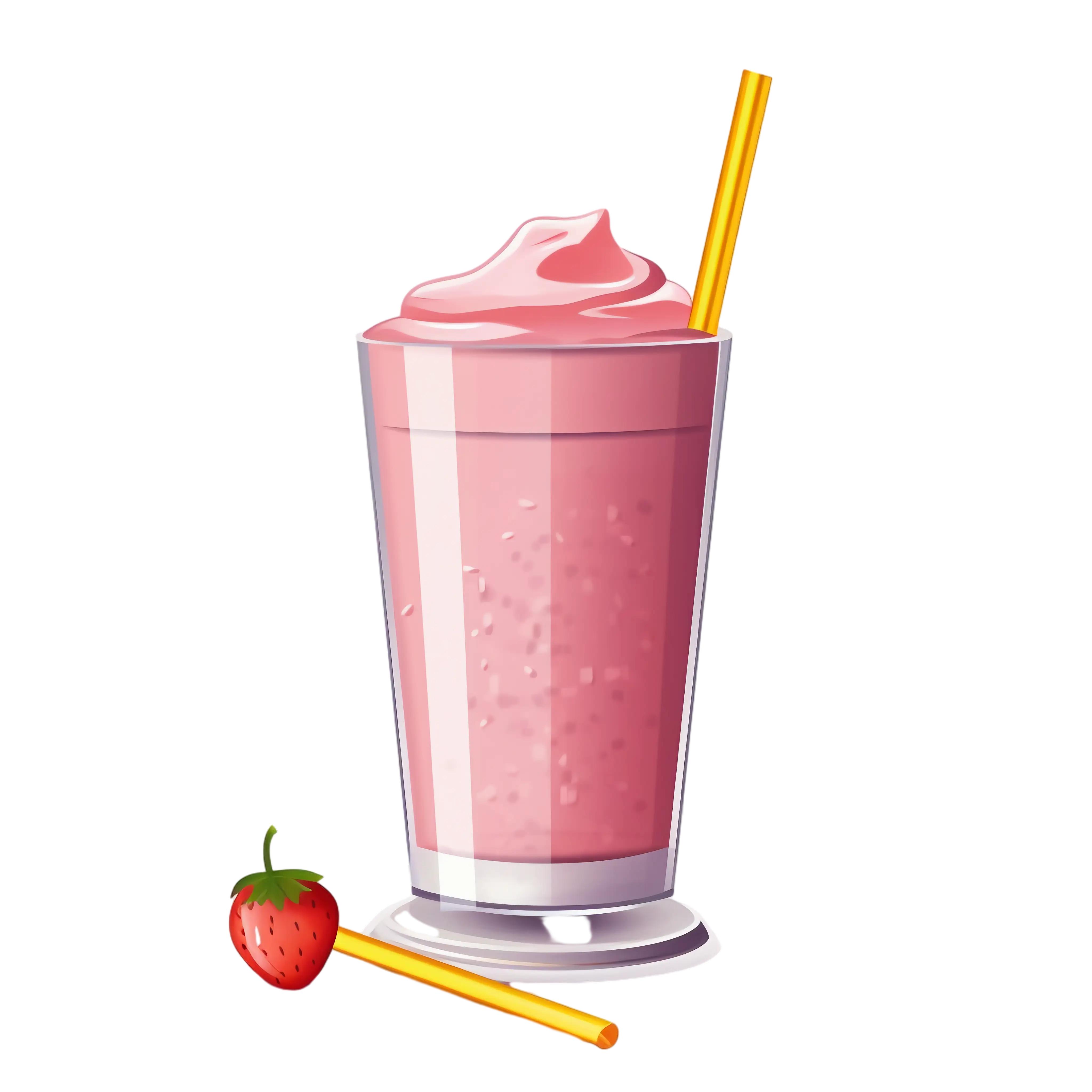 Strawberry Milkshake with a Straw Illustration