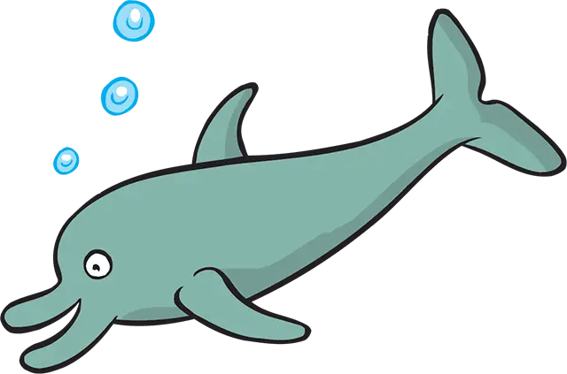 Cartoon Dolphin with Bubbles