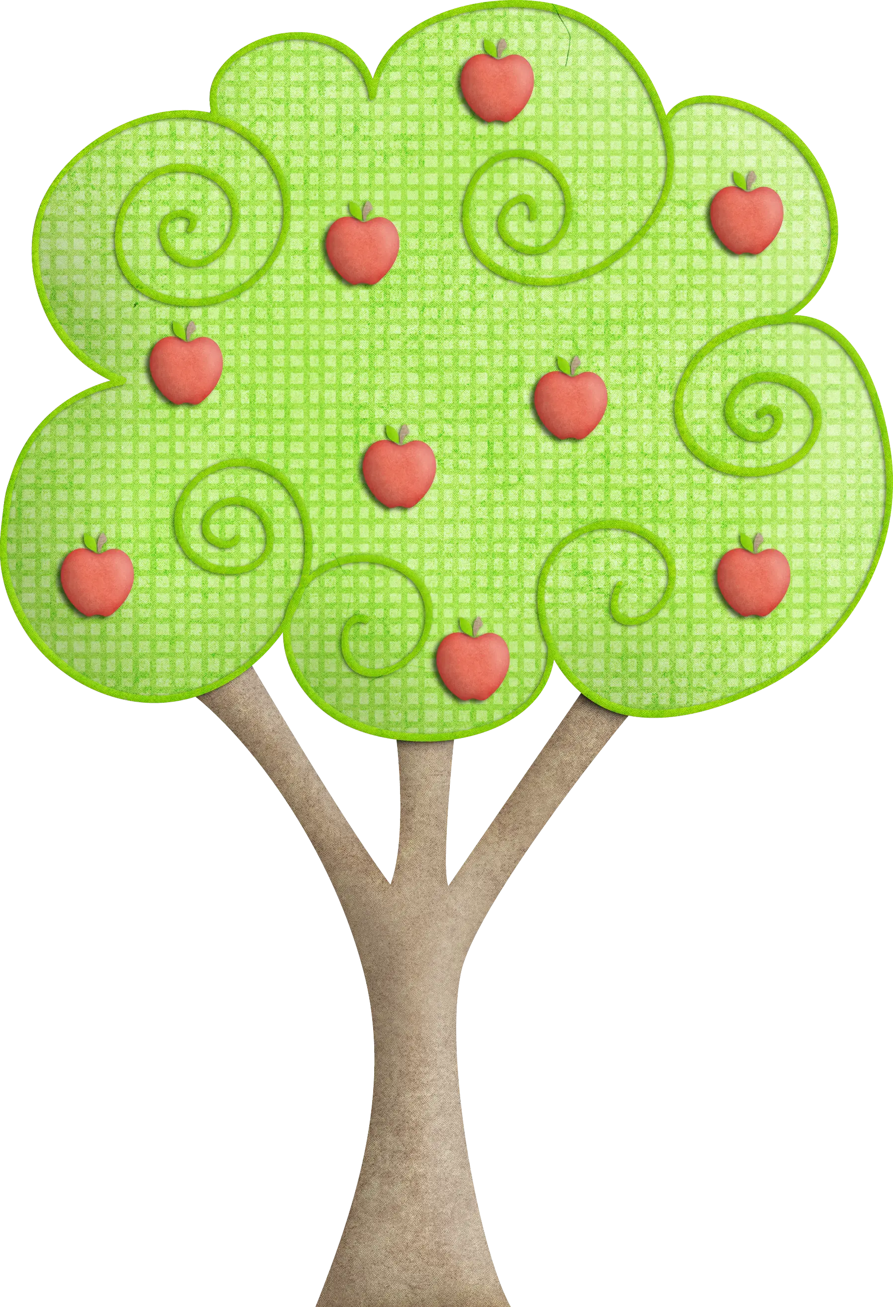 Green Apple Tree with Red Apples