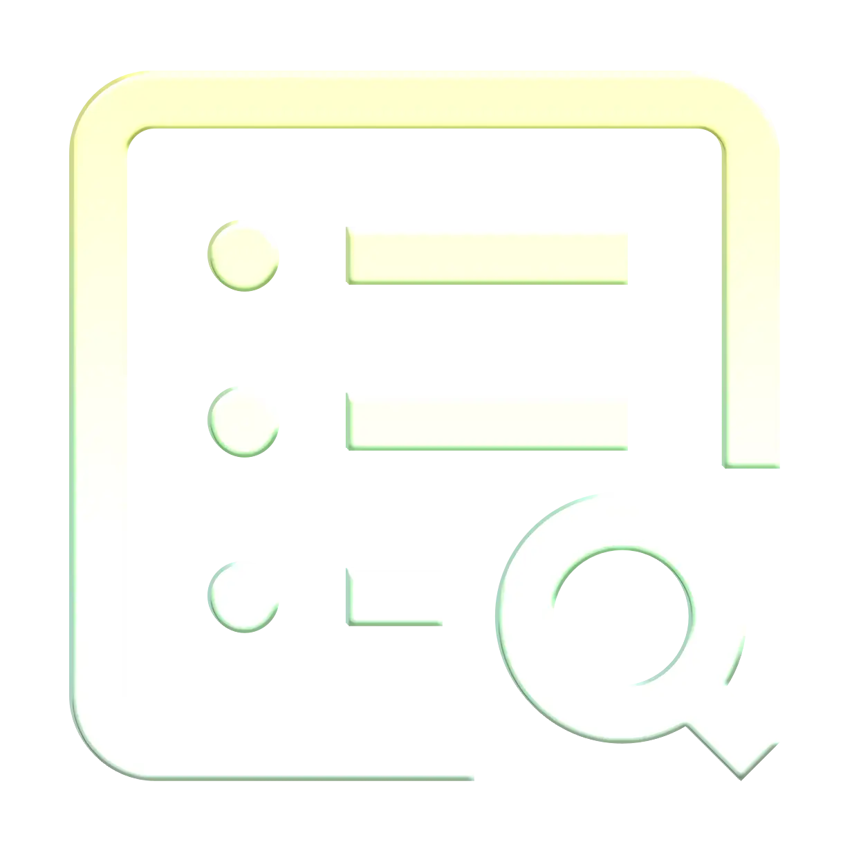 List with Magnifying Glass Icon