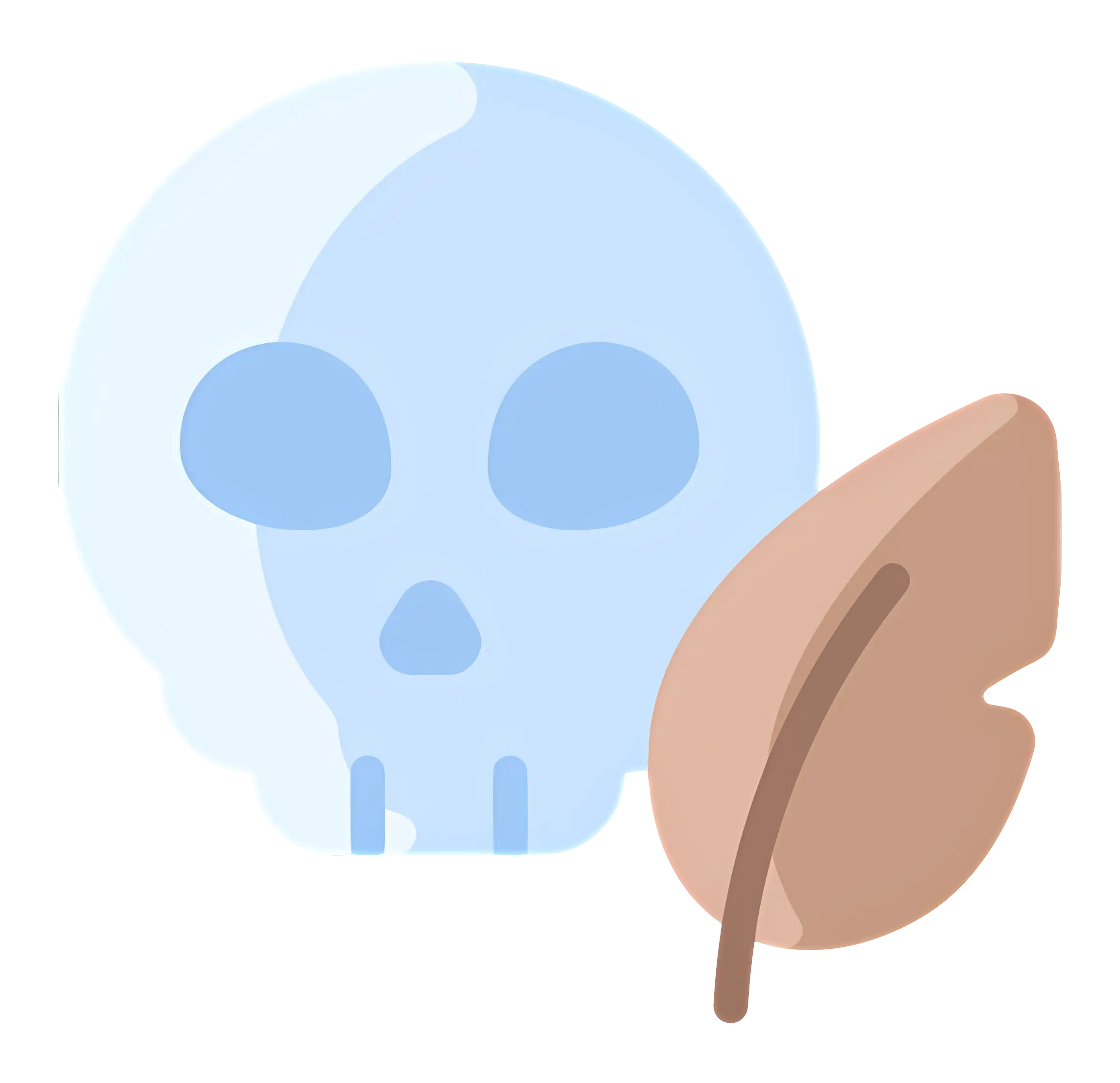 Blue Skull with Leaf