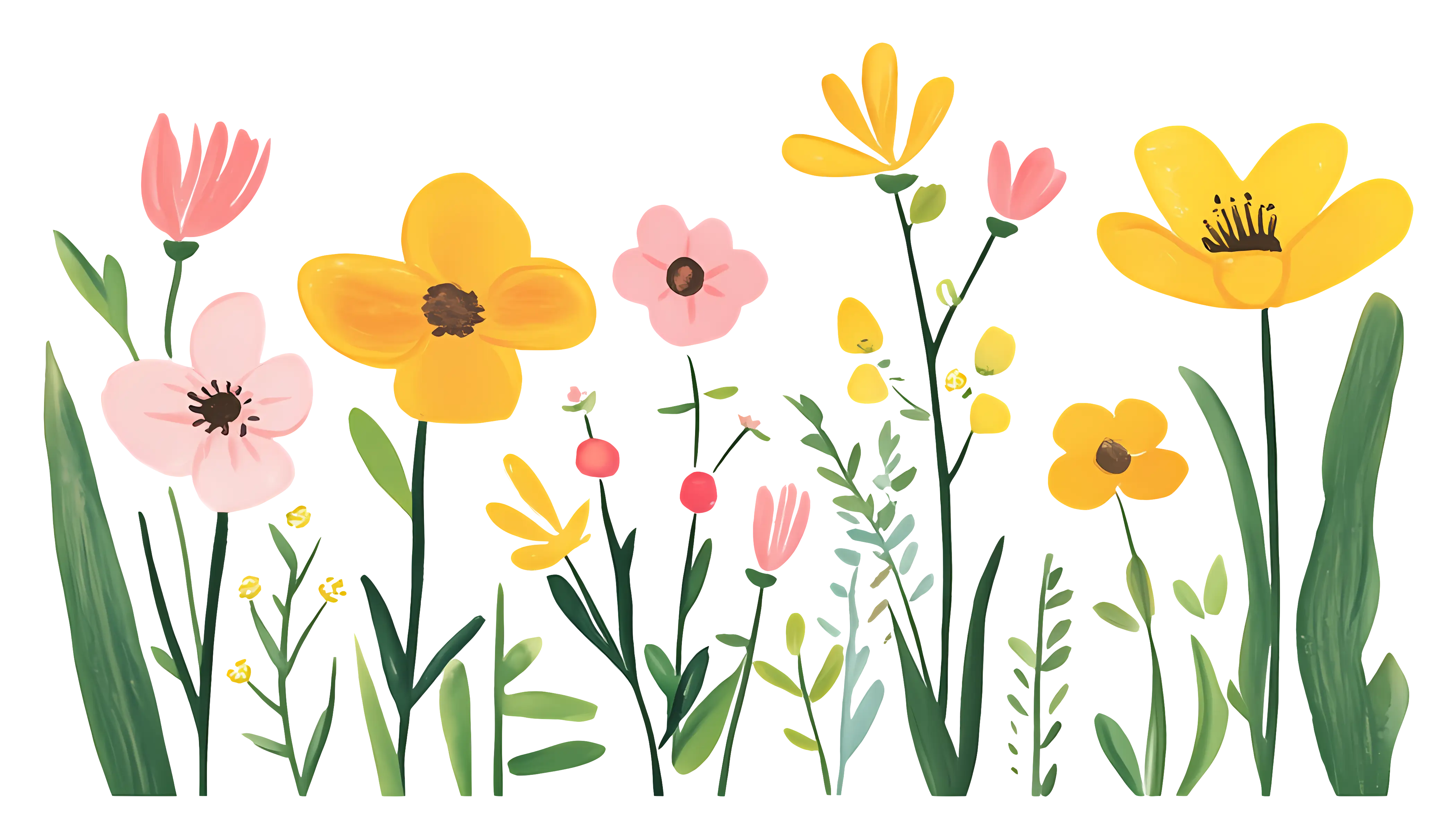 Minimalist Illustration of Spring Flowers