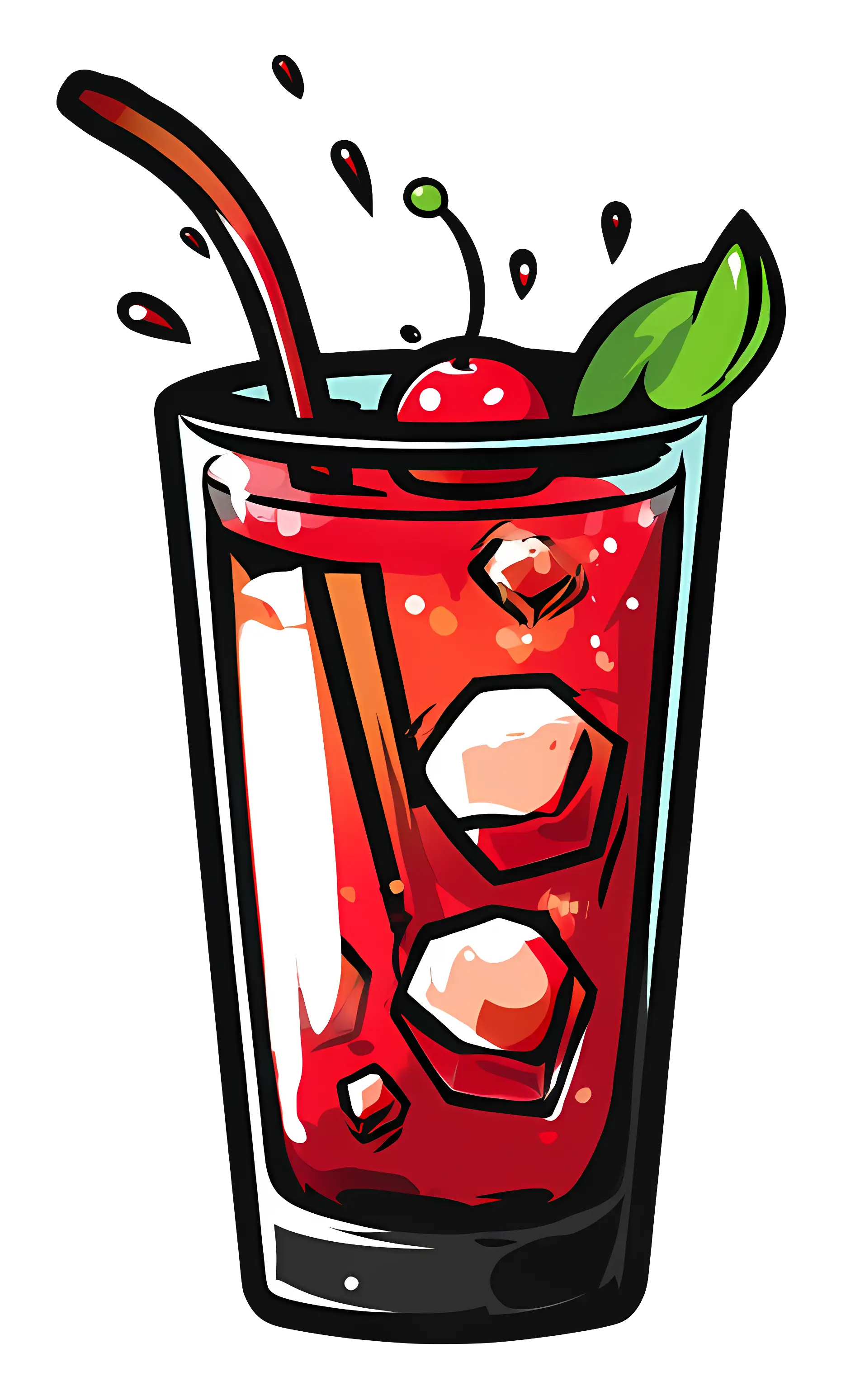 Refreshing Red Drink with Cherry