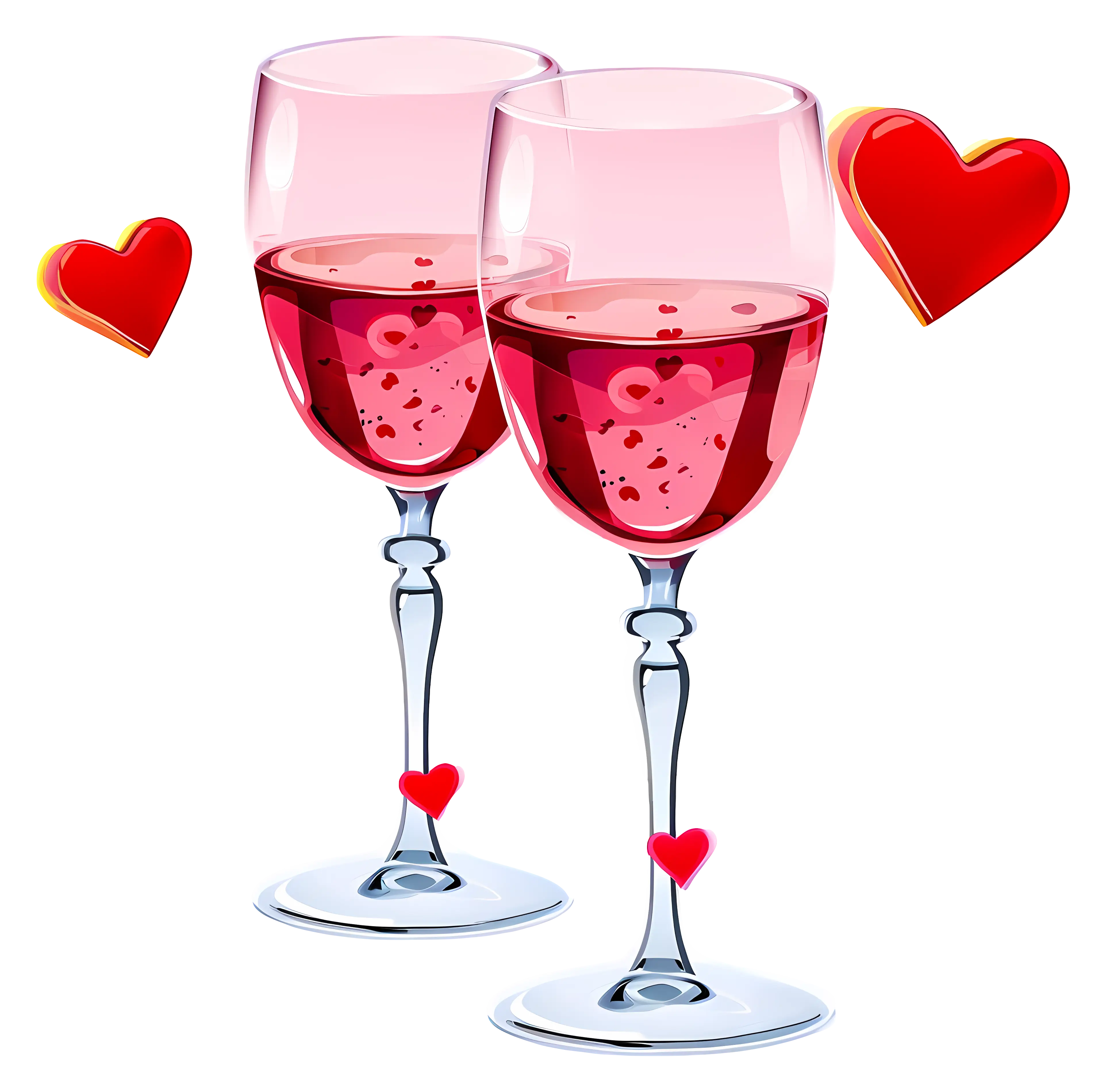 Romantic Wine Glasses with Hearts