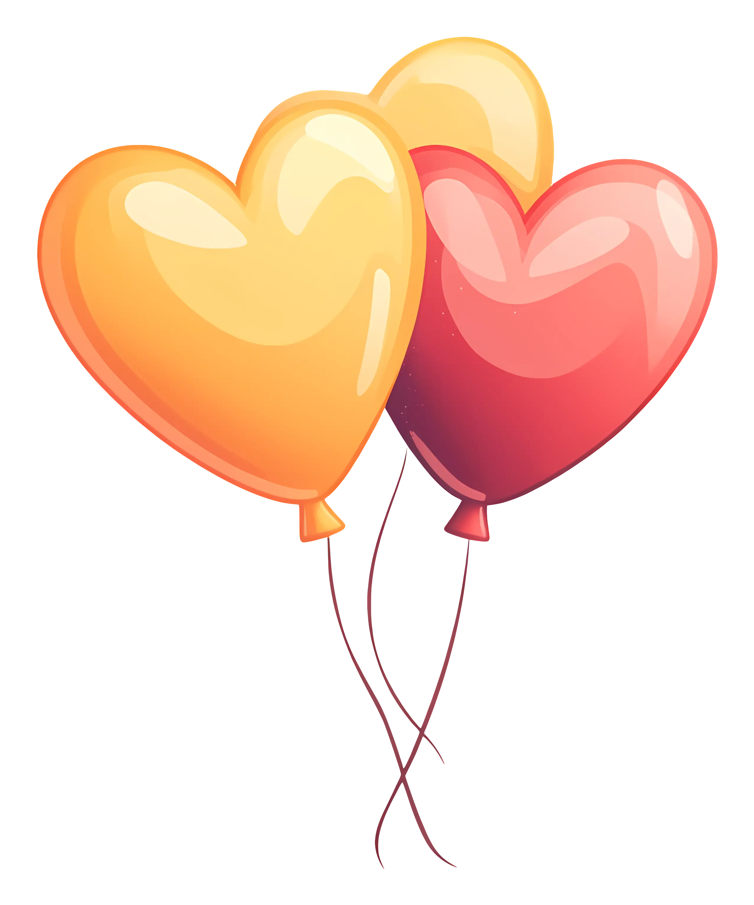 Heart-Shaped Balloons in Red and Yellow